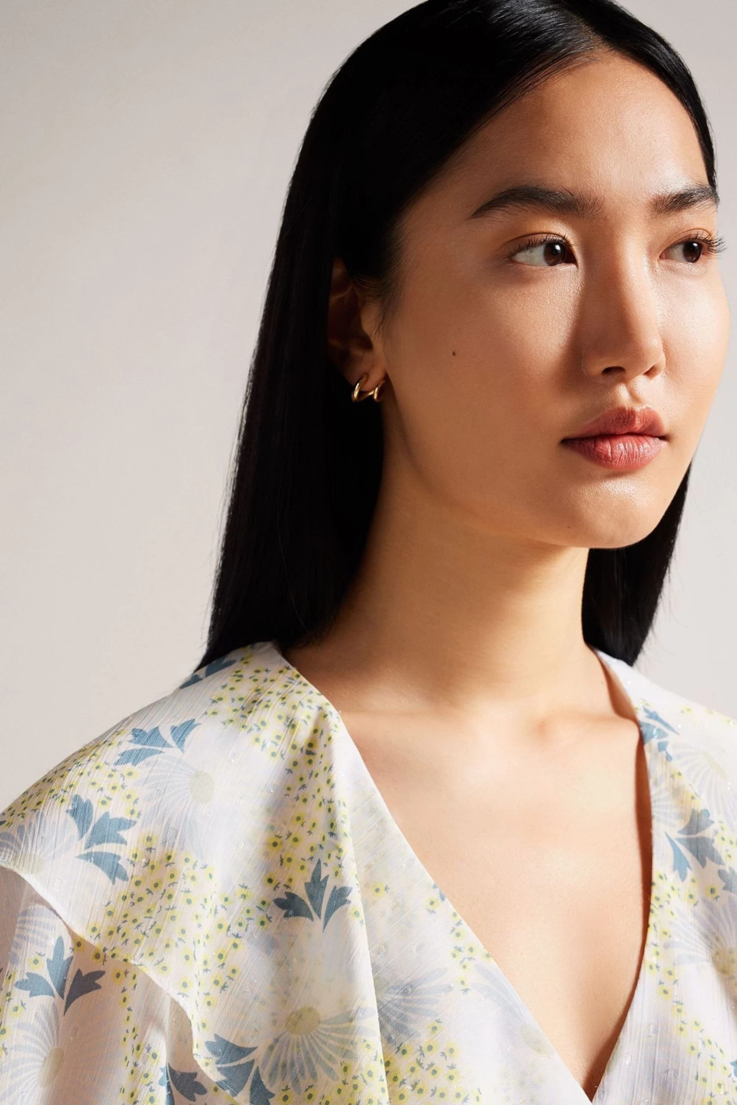 Ted Baker Blue Gemmiaa Ruffle Sleeves Wrap Top - Image 4