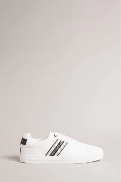 Ted Baker Trilobw White Webbing Cupsole Sneakers With T Back