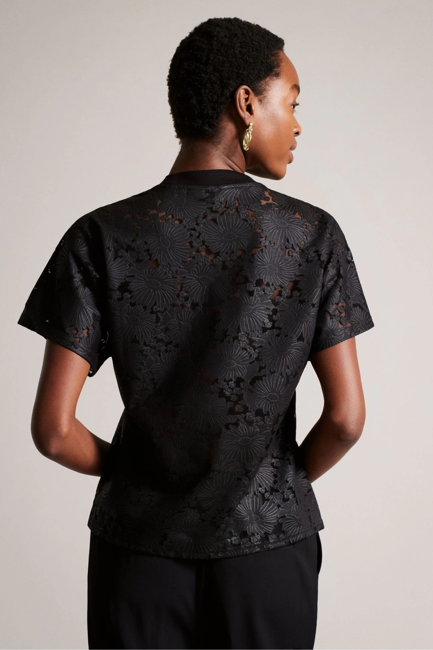 Ted Baker Maralo Black Relaxed T-Shirt With Grown On Sleeve - Image 2