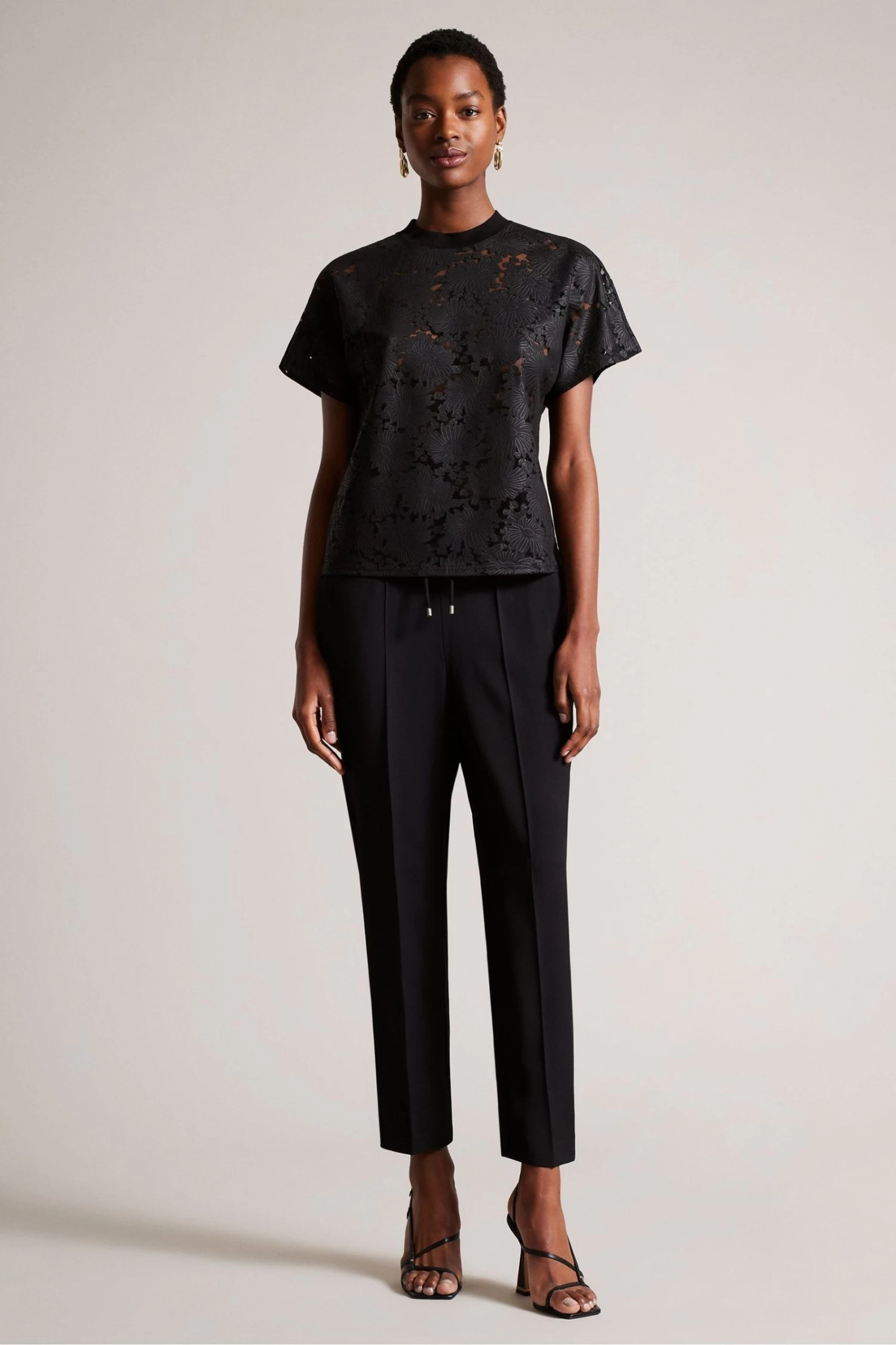 Ted Baker Maralo Black Relaxed T-Shirt With Grown On Sleeve - Image 3