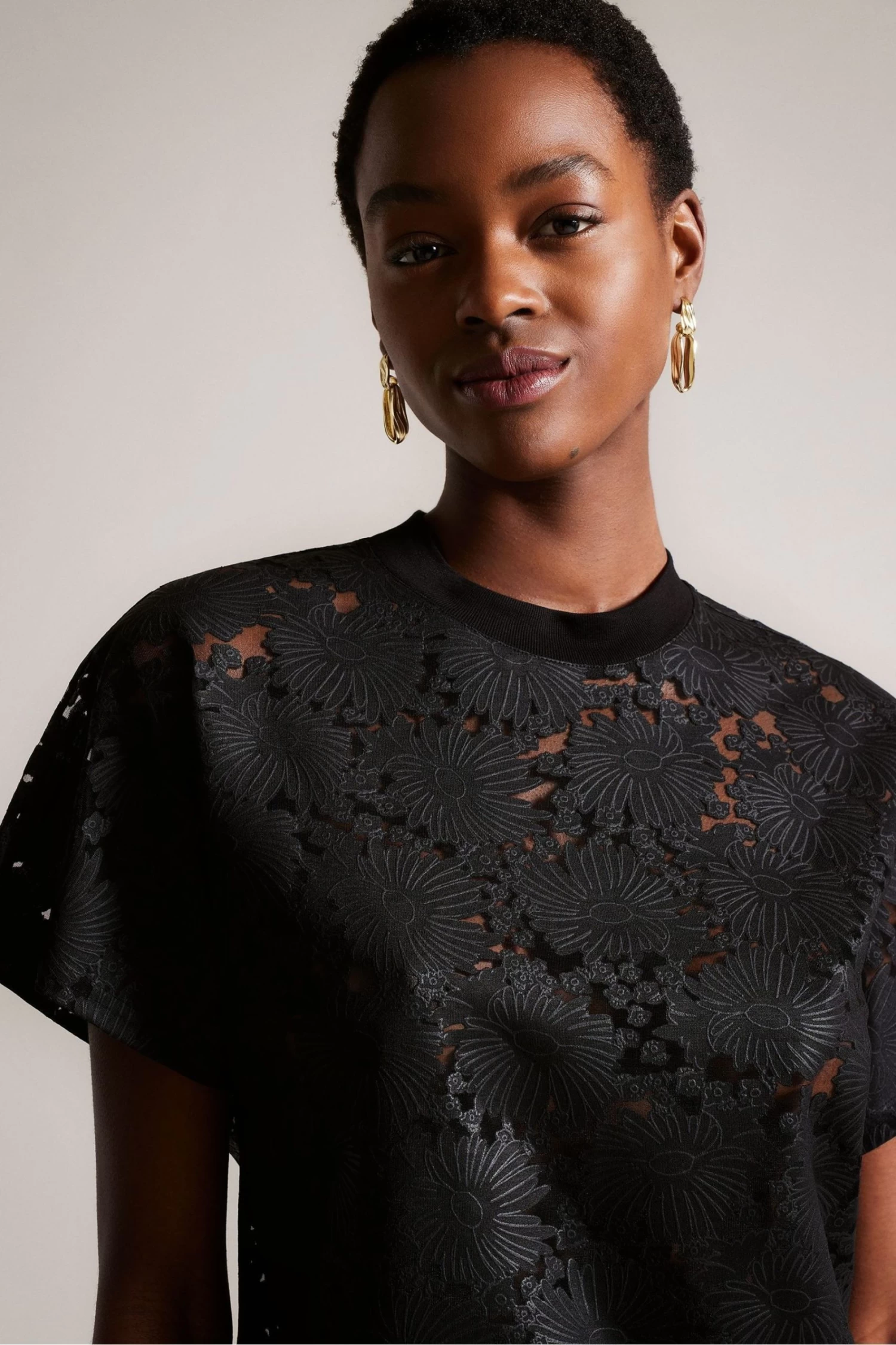 Ted Baker Maralo Black Relaxed T-Shirt With Grown On Sleeve - Image 4