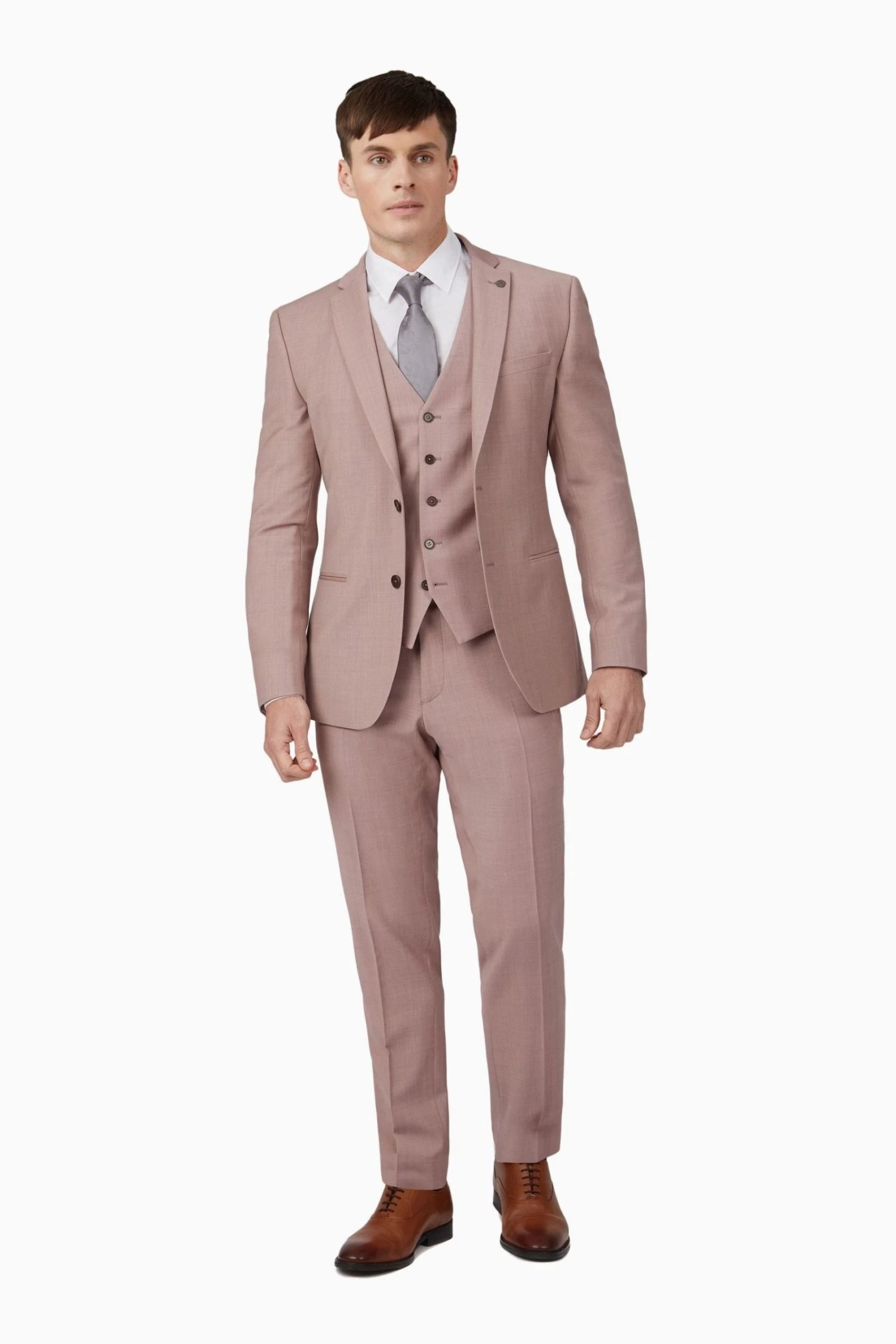Ted Baker Pink Sharkskin Slim Suit Jacket - Image 3