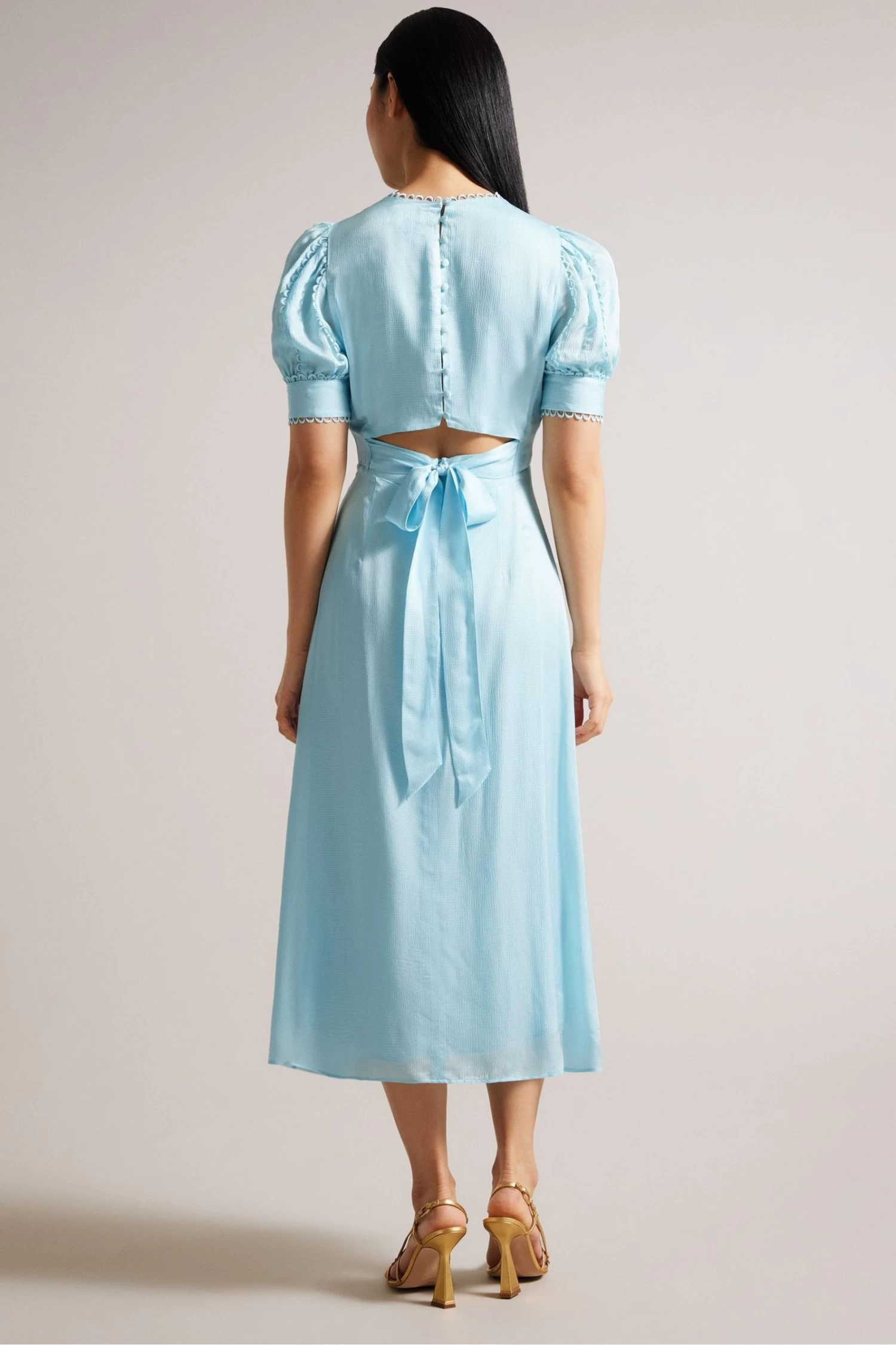 Ted Baker Sky Blue Azilea Puff Sleeve Midi Tea Dress - Image 2