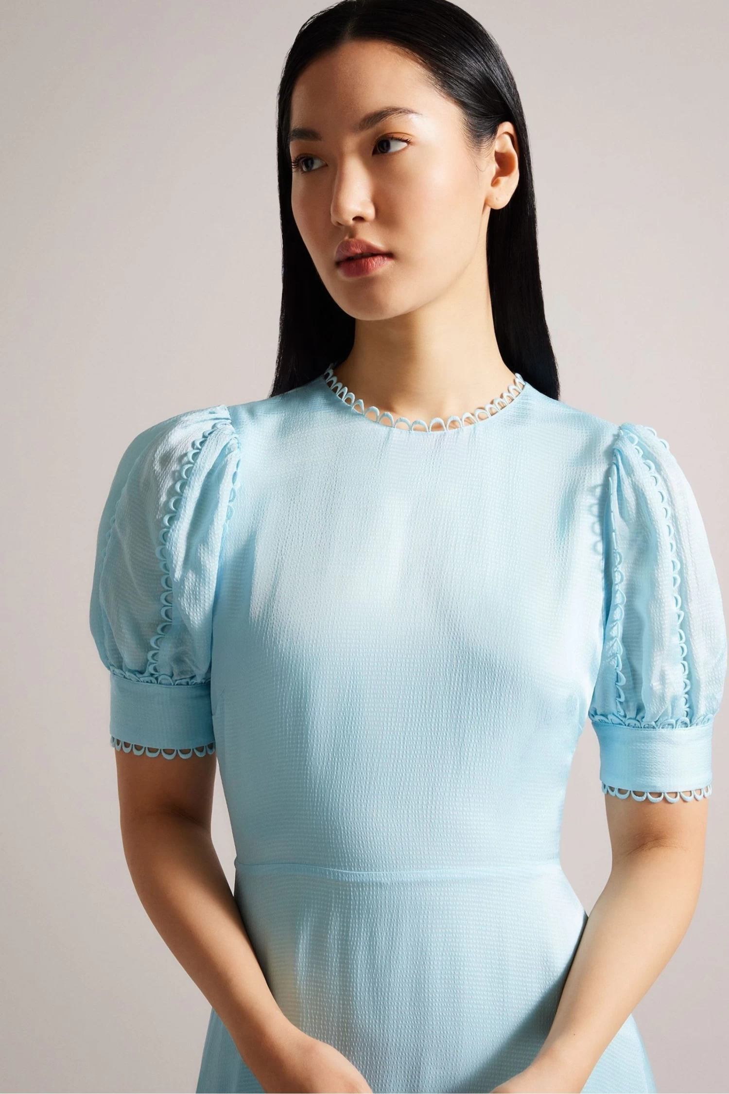 Ted Baker Sky Blue Azilea Puff Sleeve Midi Tea Dress - Image 4