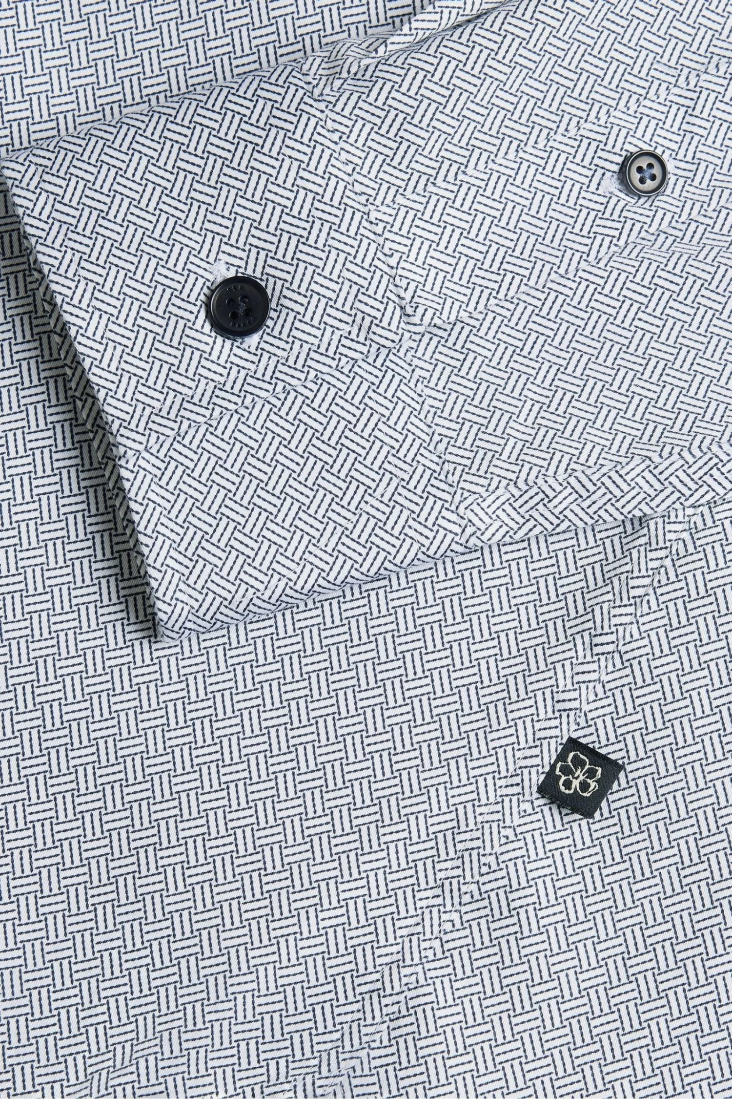 Ted Baker Blue Alham Long Sleeve Fine Geo Stretch Shirt - Image 5