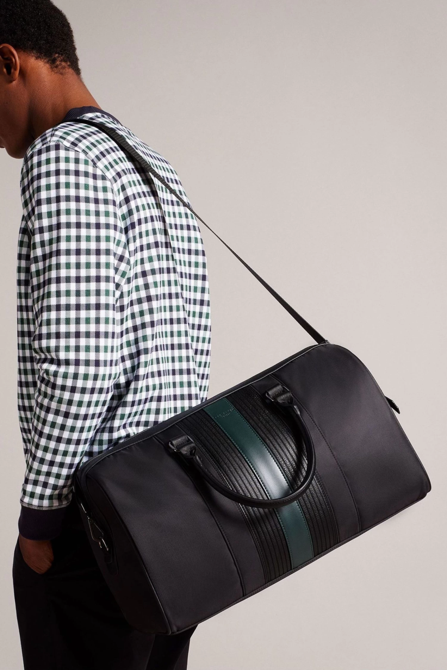 Ted Baker Rucks Black Core Twill Pu Striped Holdall - Image 5