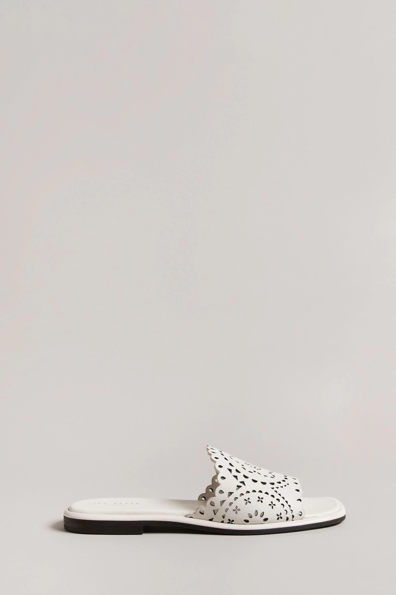 Ted Baker Clovei White Laser Cut Flat Sandals