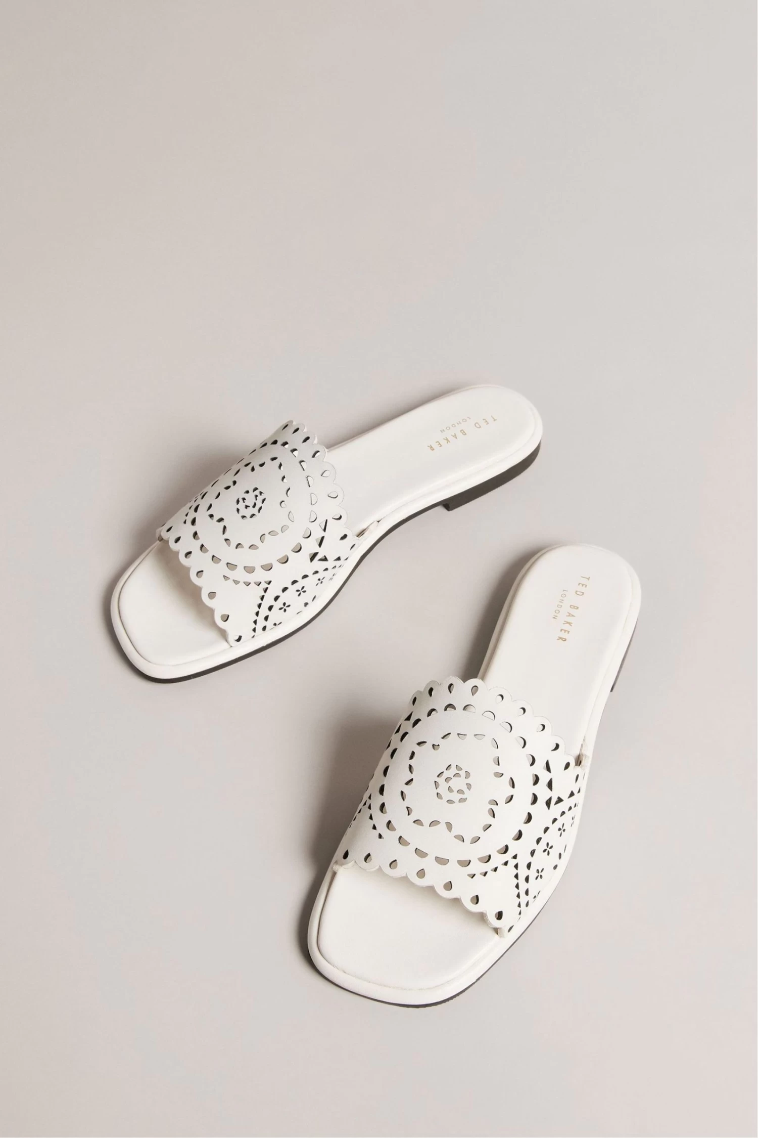 Ted Baker Clovei White Laser Cut Flat Sandals - Image 3
