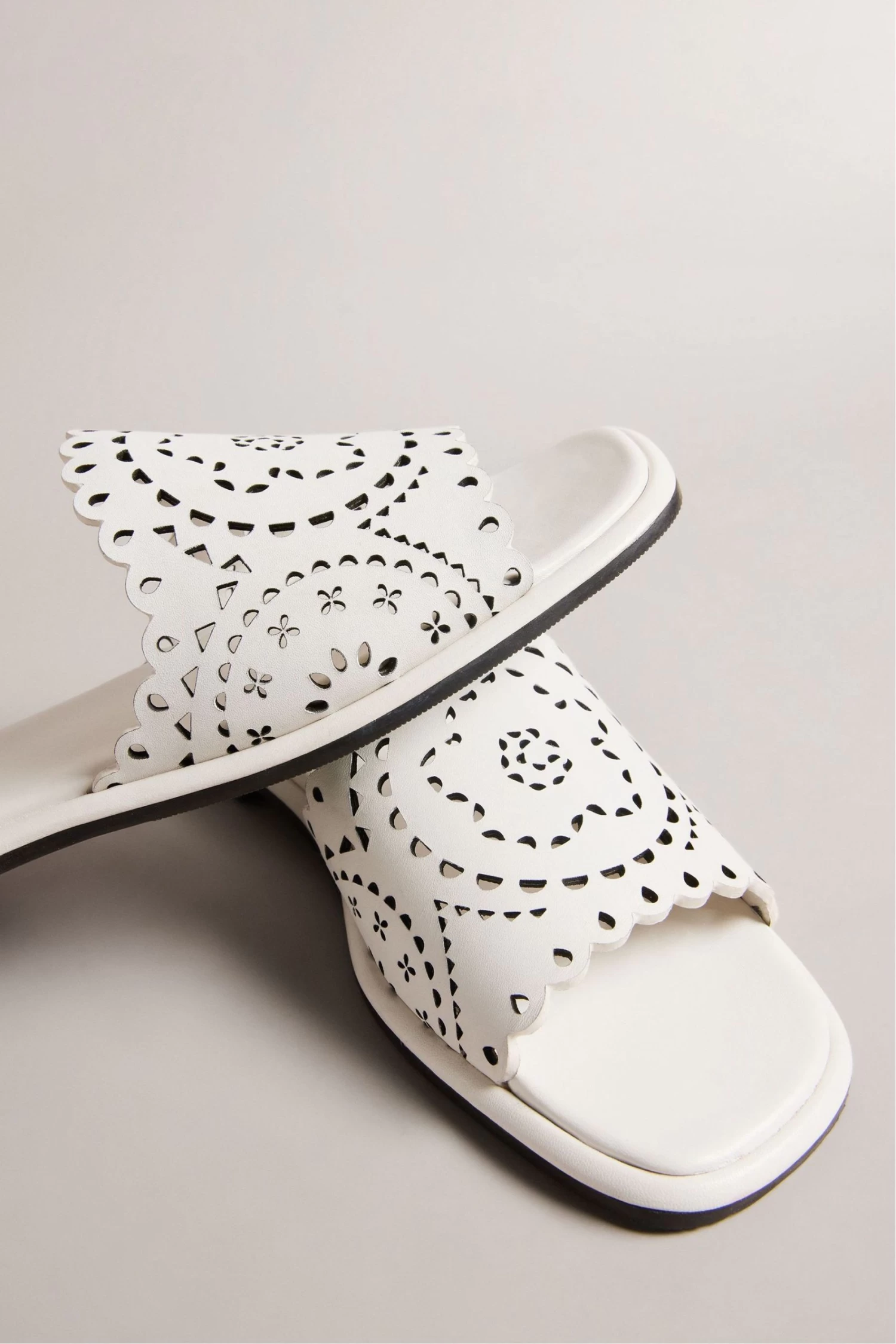 Ted Baker Clovei White Laser Cut Flat Sandals - Image 4