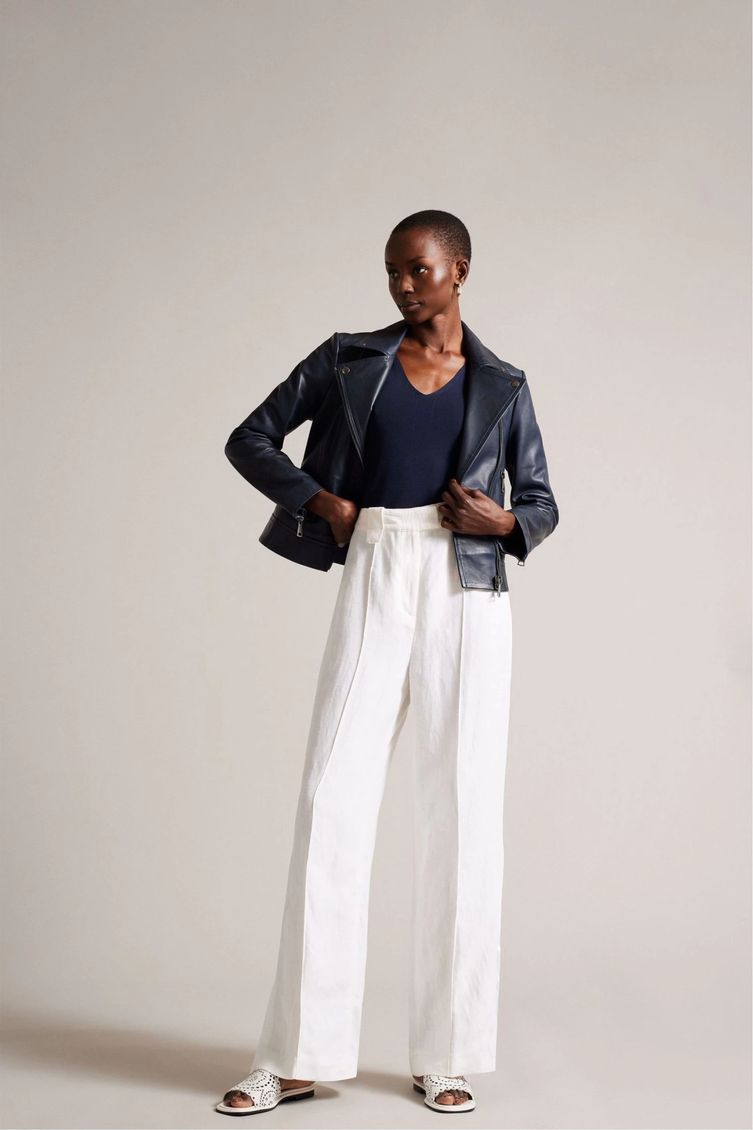 Ted Baker Clovei White Laser Cut Flat Sandals - Image 5