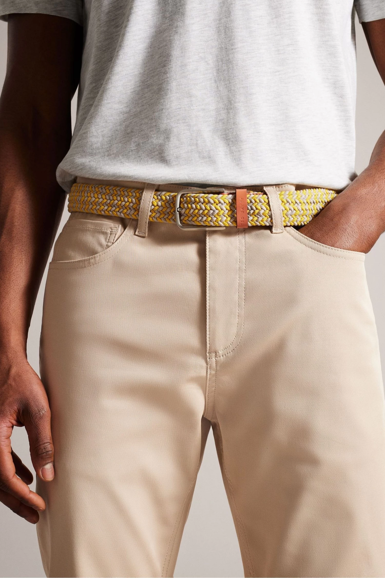 Ted Baker Yellow Callen Woven Elastic Belt - Image 4