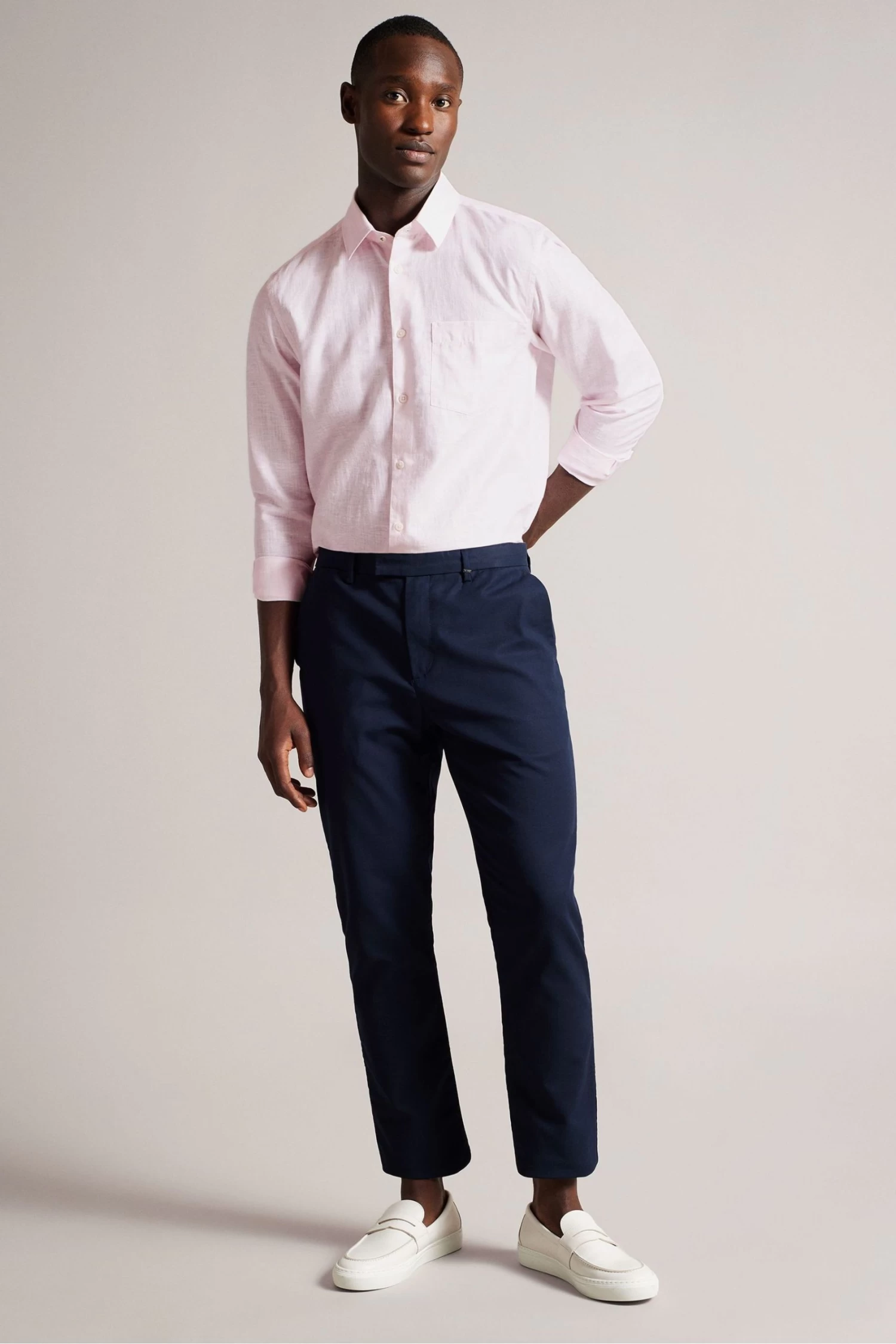 Ted Baker Pink Kingwel Long Sleeve Linen Shirt - Image 3