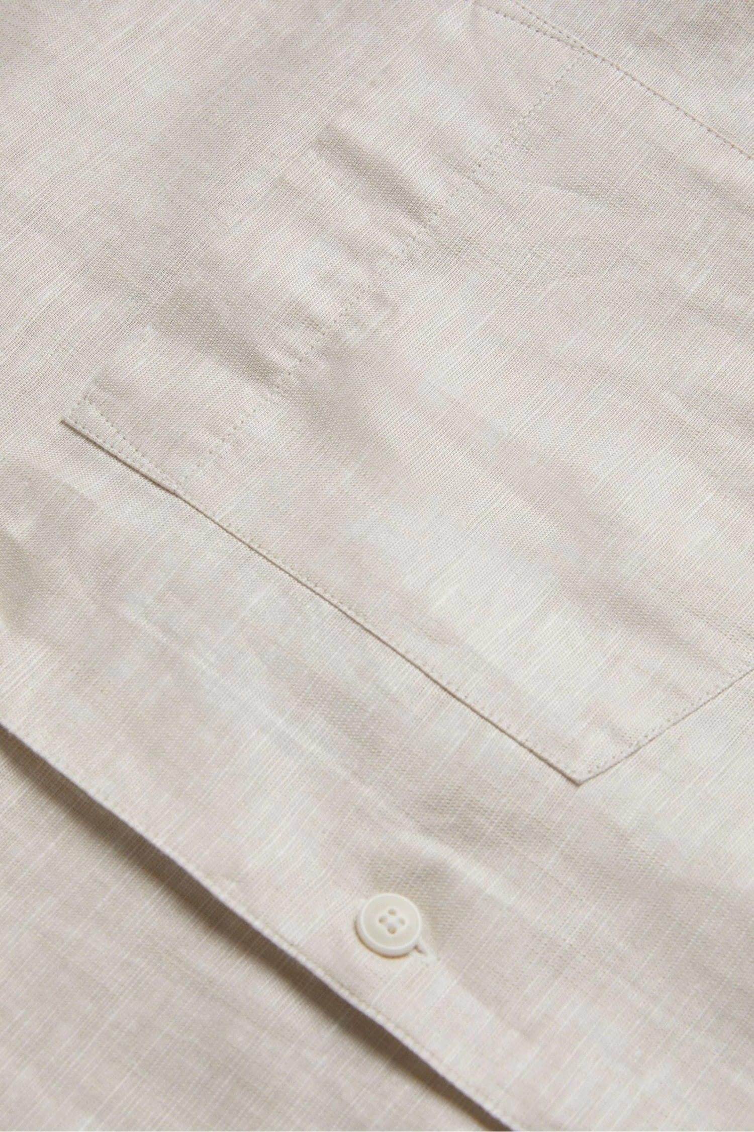 Ted Baker Cream Kingfrd Short Sleeve Linen Shirt - Image 5