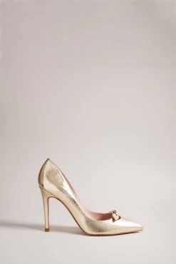 Ted Baker Gold Telila Bow Court Shoes - 100mm