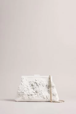 Ted Baker Cream Felorr Applique Flower Clutch Bag