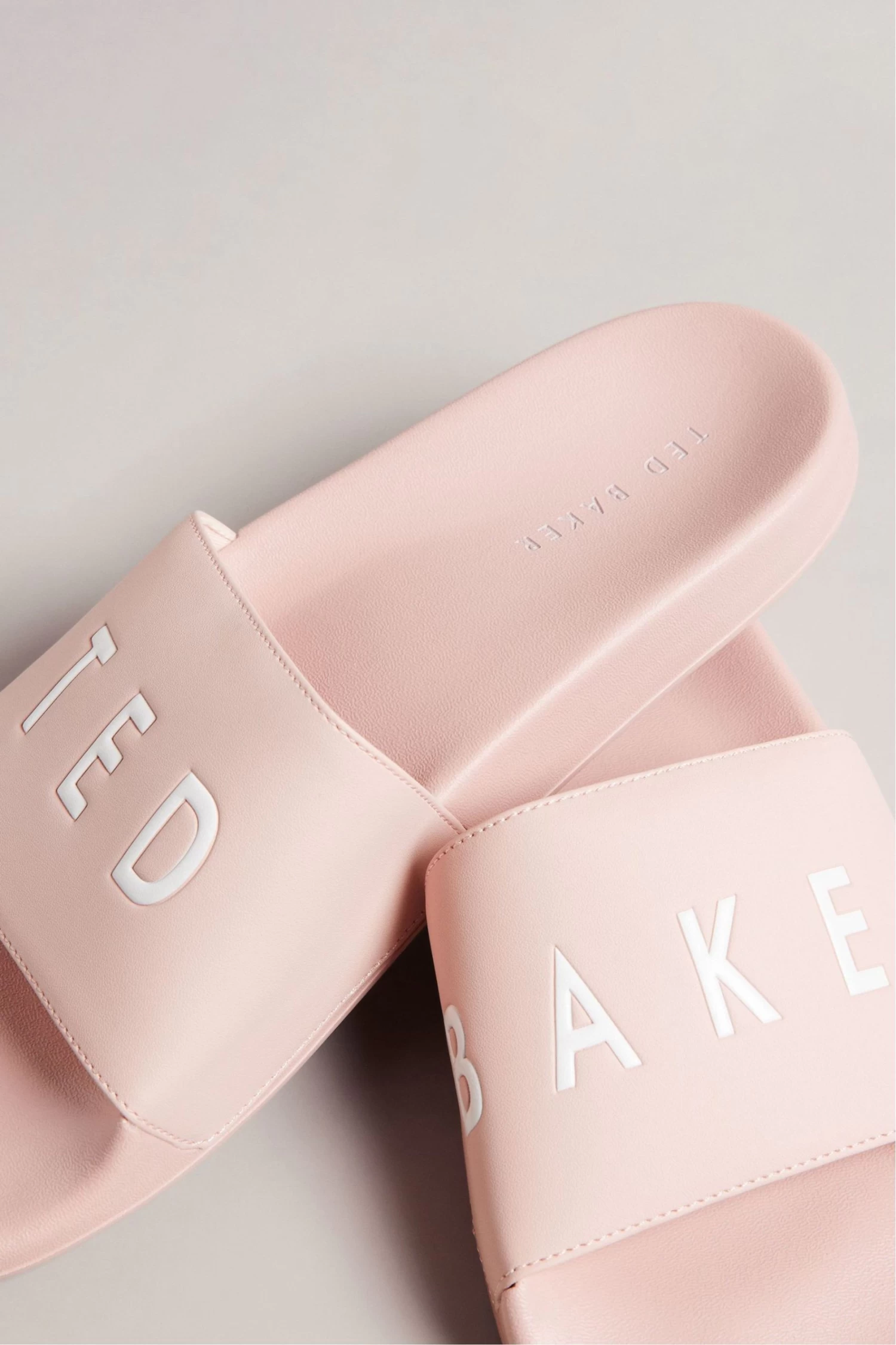 Ted Baker Pink Ased Embossed Branded Sliders - Image 4
