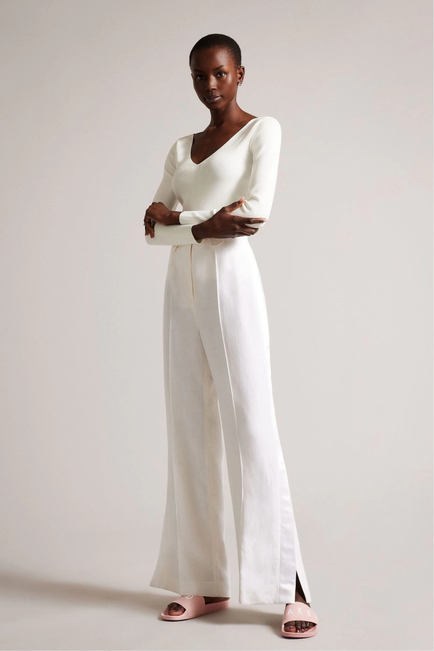 Ted Baker Pink Ased Embossed Branded Sliders - Image 5