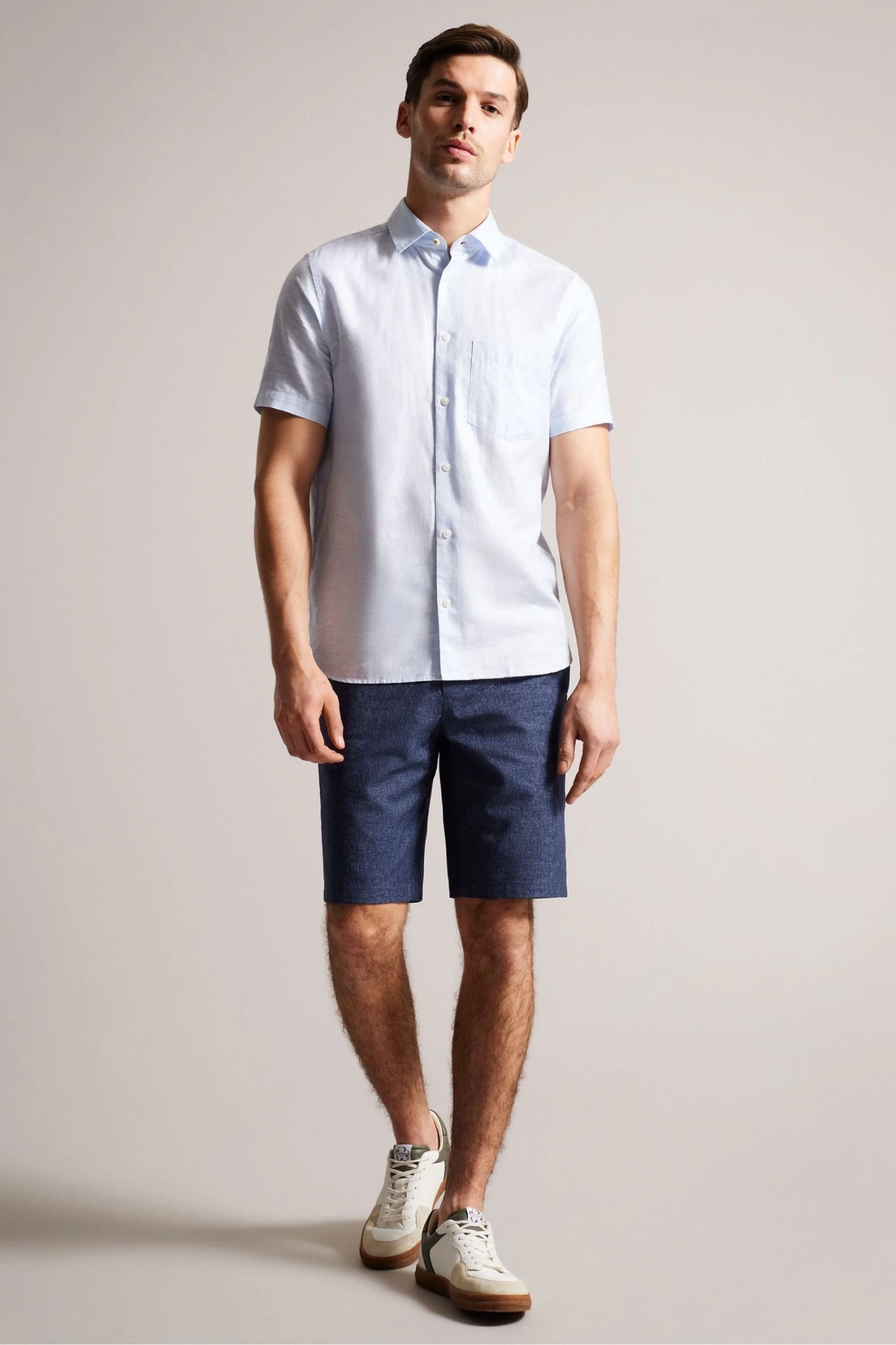 Ted Baker Navy Galera Semi-Plain Shorts - Image 3