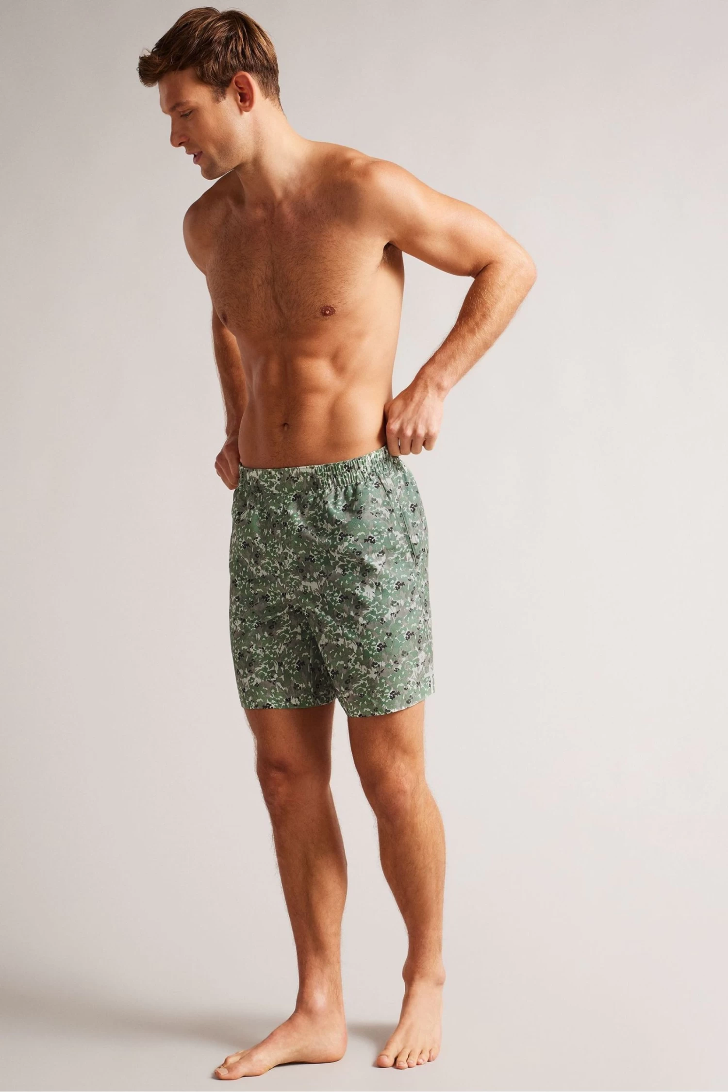 Ted Baker Khaki Green Kita Camo Floral Printed Swim Shorts
