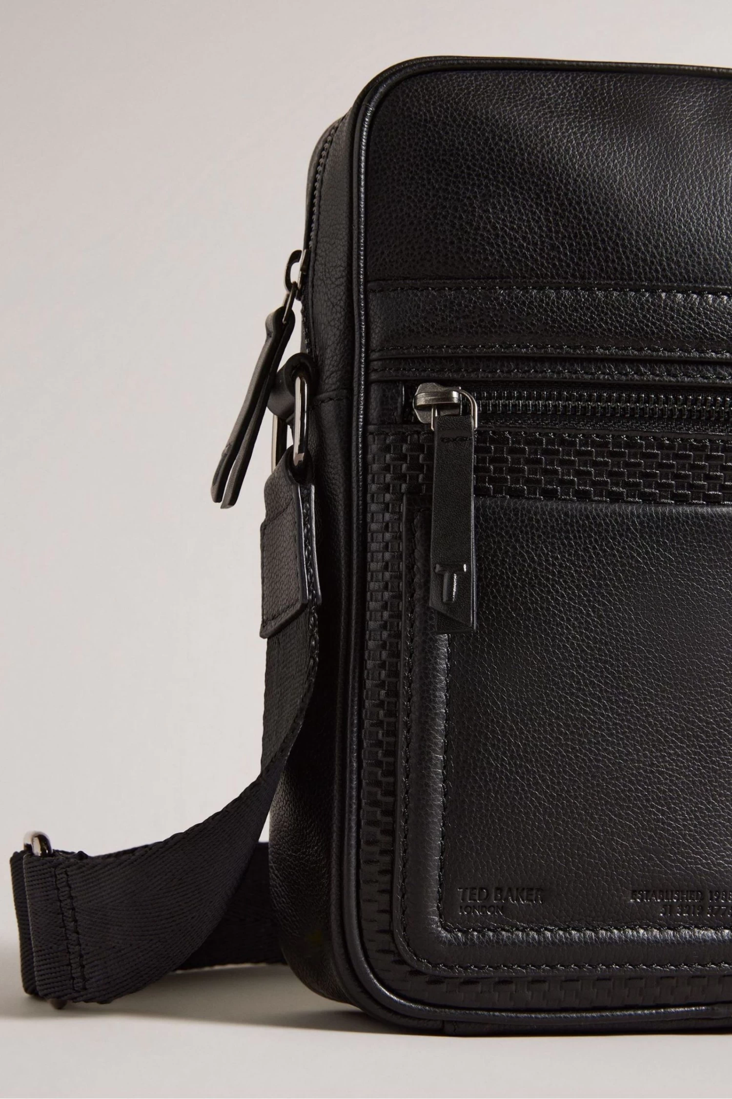 Ted Baker Canney Black Texture Leather Flight Bag - Image 3