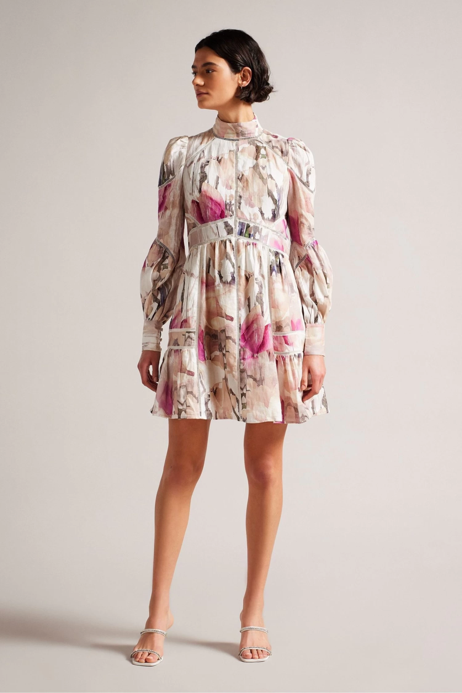Ted Baker Fleurz Nude Linen Mini Dress