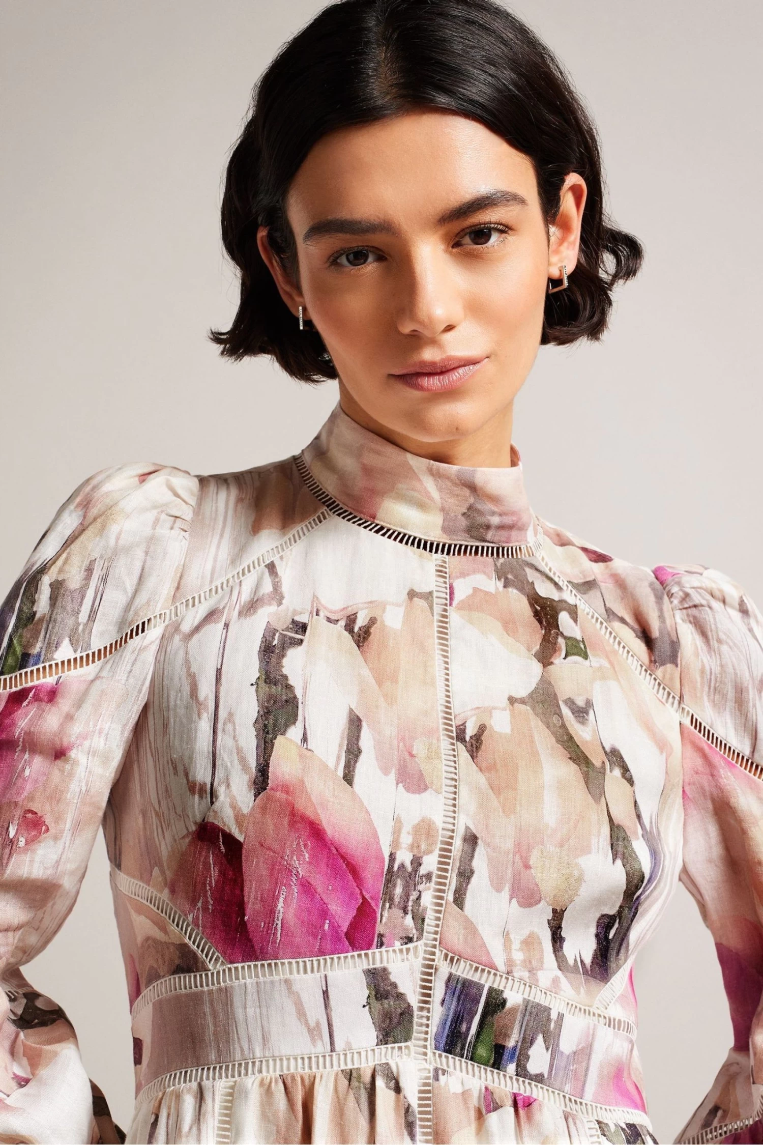 Ted Baker Fleurz Nude Linen Mini Dress - Image 3