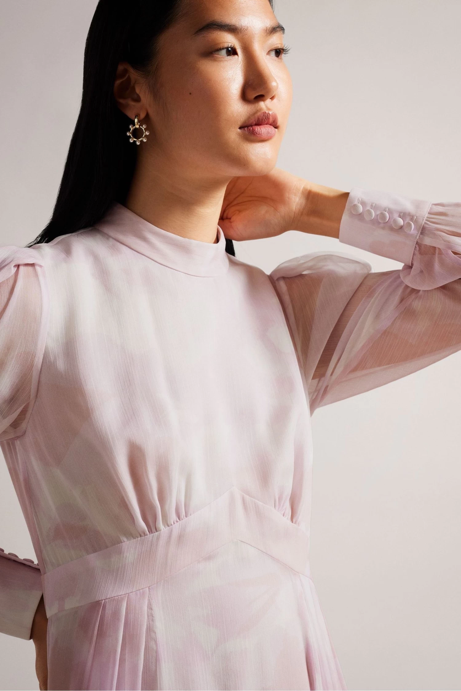 Ted Baker Pink Huron Long Sleeve Maxi Dress With Blouson Sleeve - Image 5