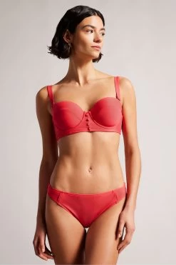 Ted Baker Pink Santine Coral Cupped Bikini Top With Button Details