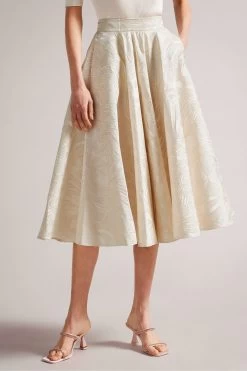 Ted Baker Natural Alannas Voluminous Jacquard Midi Skirt