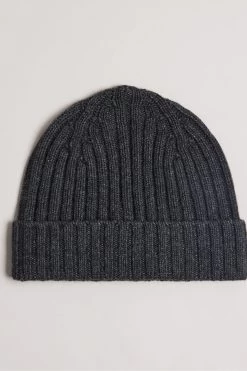 Ted Baker Grey Oakland Rib Beanie Hat