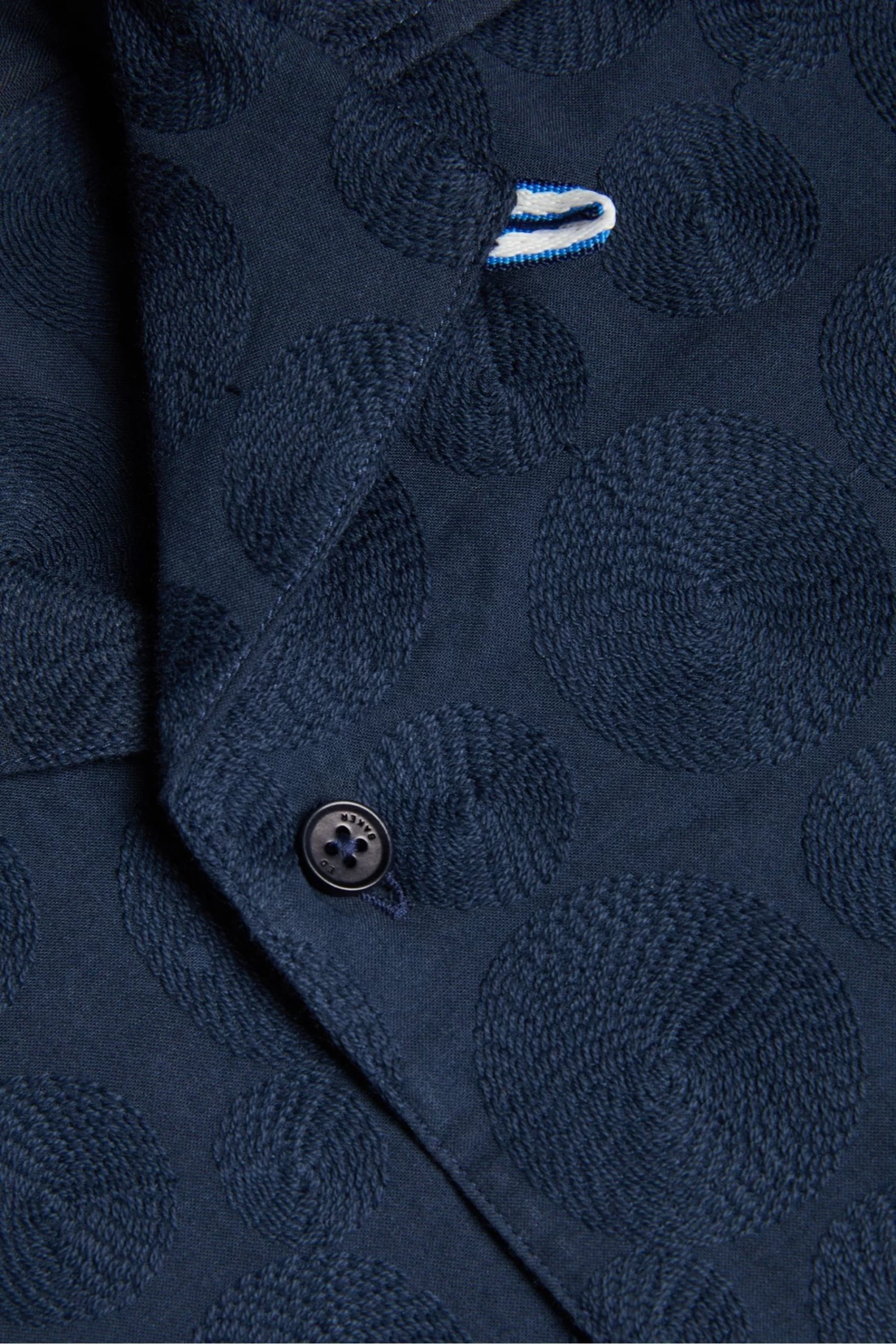 Ted Baker Navy Blue Allbury Short Sleeve Embroidered Shirt - Image 4