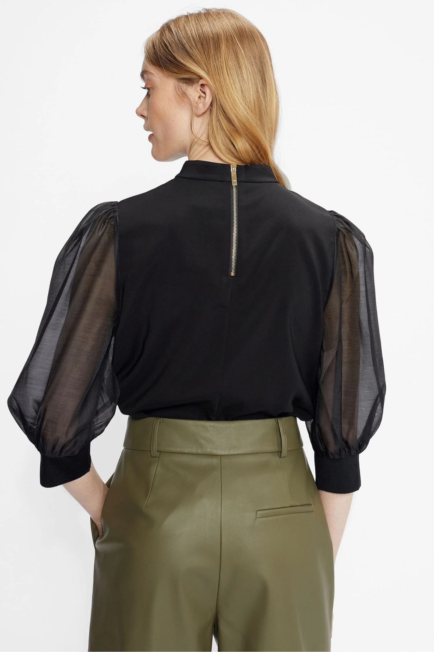 Ted Baker Black Micaeli Organza Volume Sleeve Top - Image 2