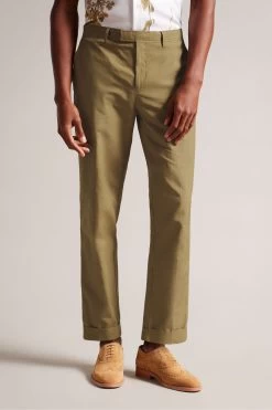 Ted Baker Slim Fit Natural Cleevet Cotton Linen Trousers