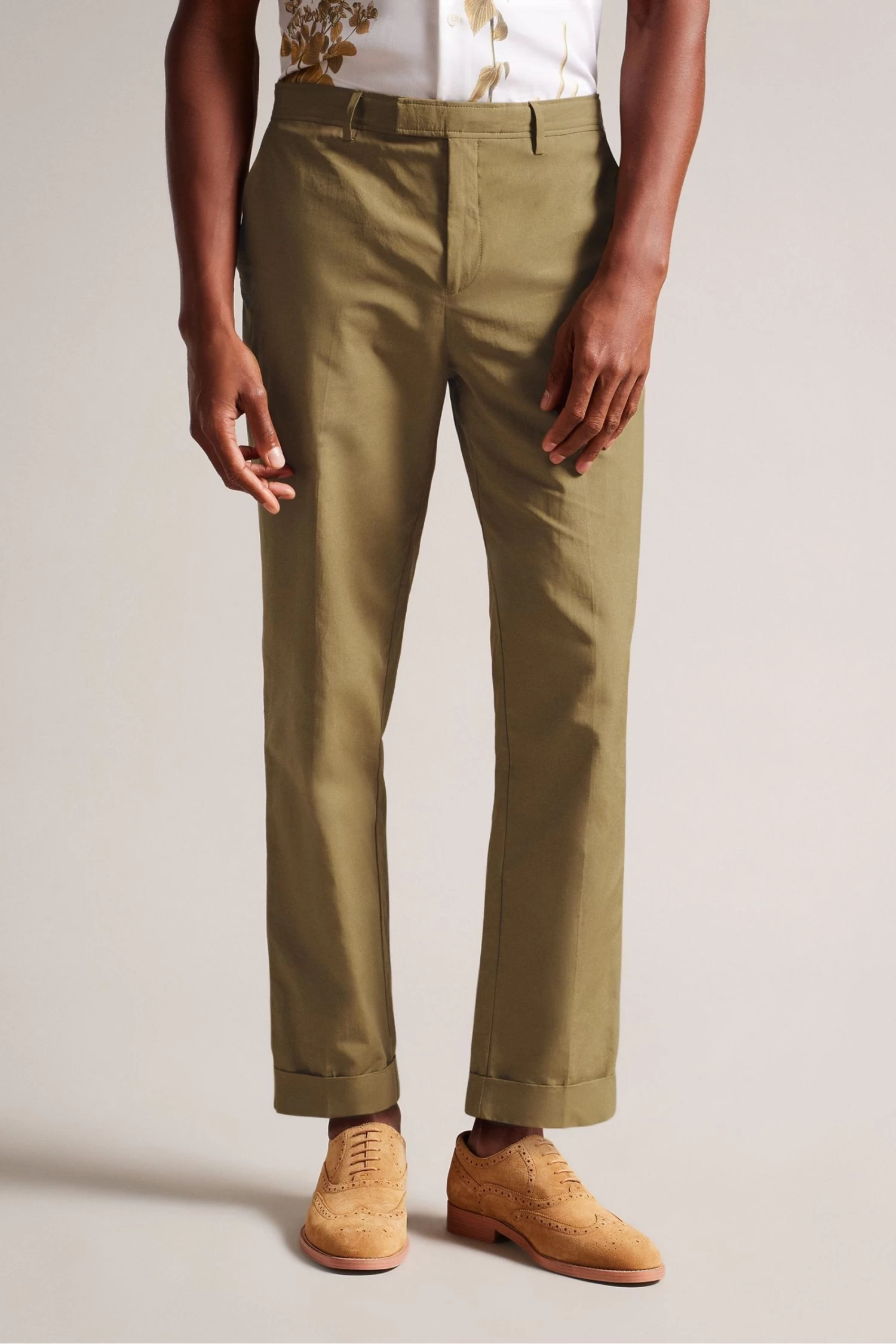 Ted Baker Slim Fit Natural Cleevet Cotton Linen Trousers