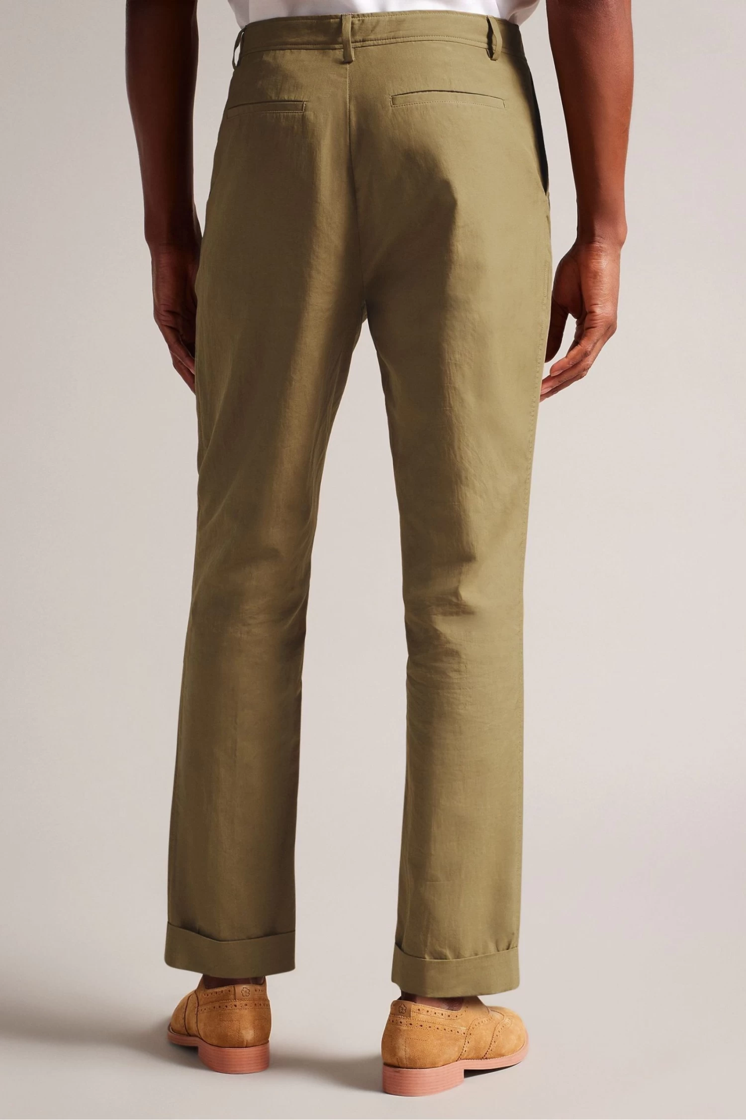 Ted Baker Slim Fit Natural Cleevet Cotton Linen Trousers - Image 2