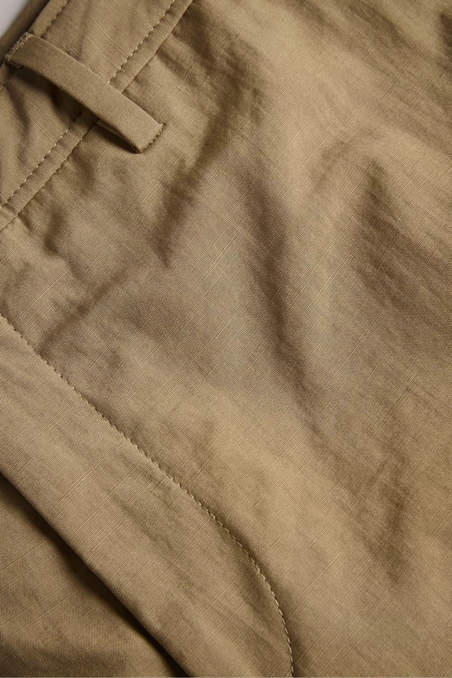 Ted Baker Slim Fit Natural Cleevet Cotton Linen Trousers - Image 4