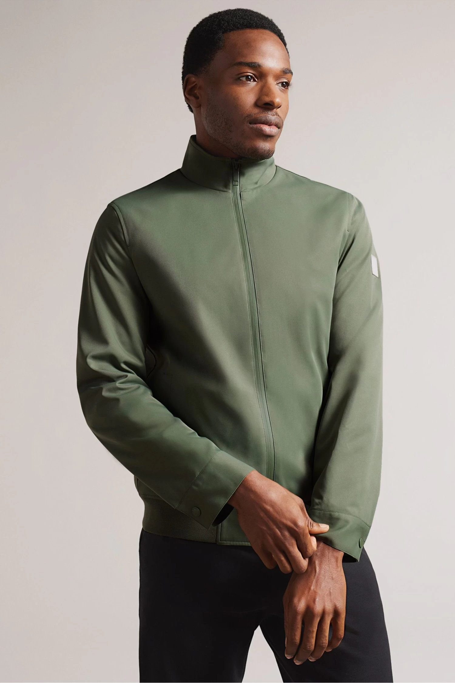 Ted Baker Green Arzona Smart Nylon Funnel Neck Bomber Jacket