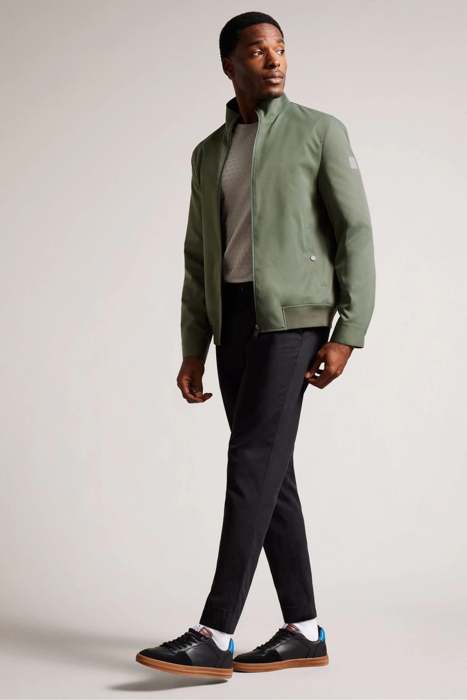 Ted Baker Green Arzona Smart Nylon Funnel Neck Bomber Jacket - Image 3