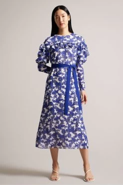 Ted Baker Marquis White Jacquard Floral Midi Dress