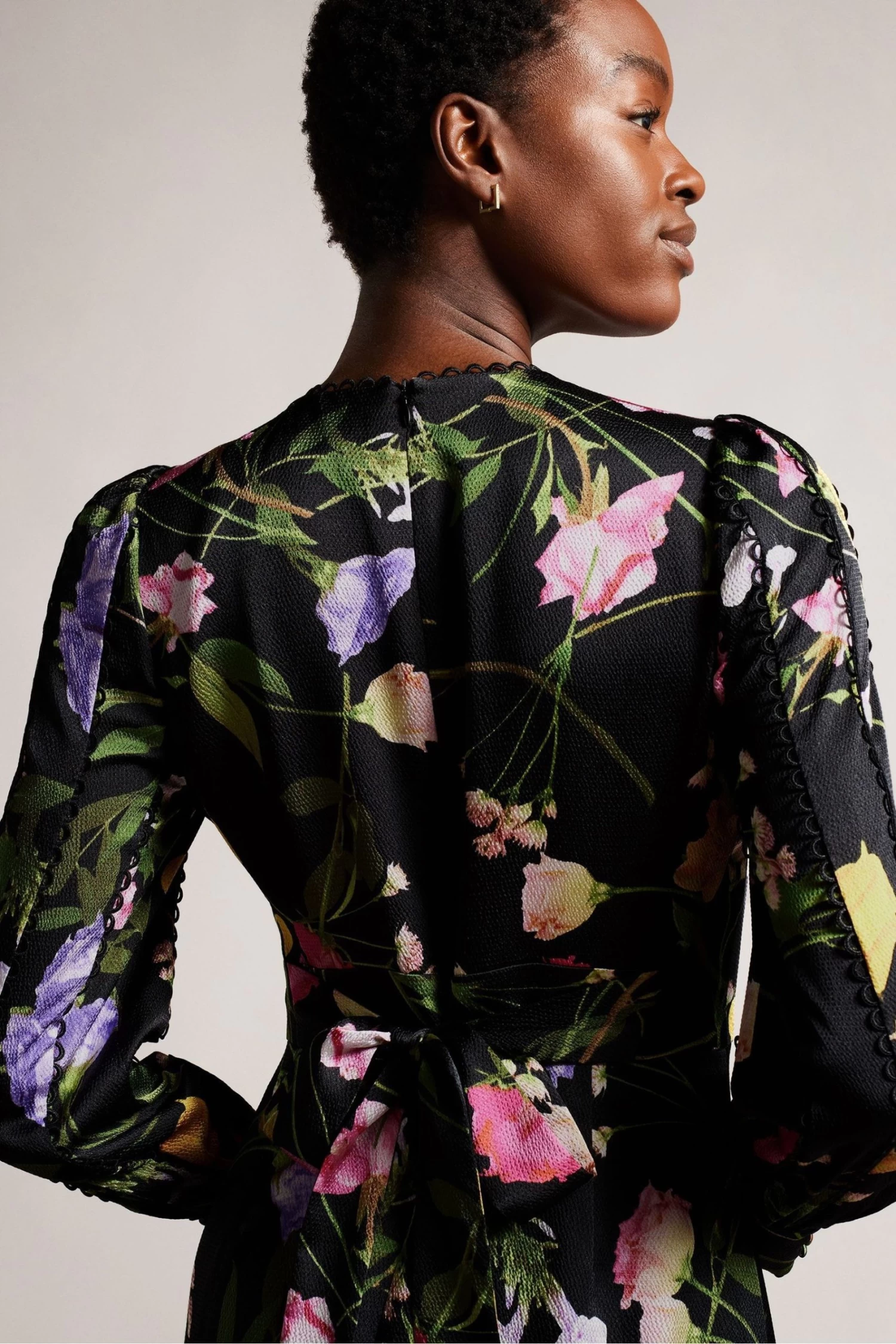 Ted Baker Arianya Blouson Sleeve Black Midi Dress - Image 5