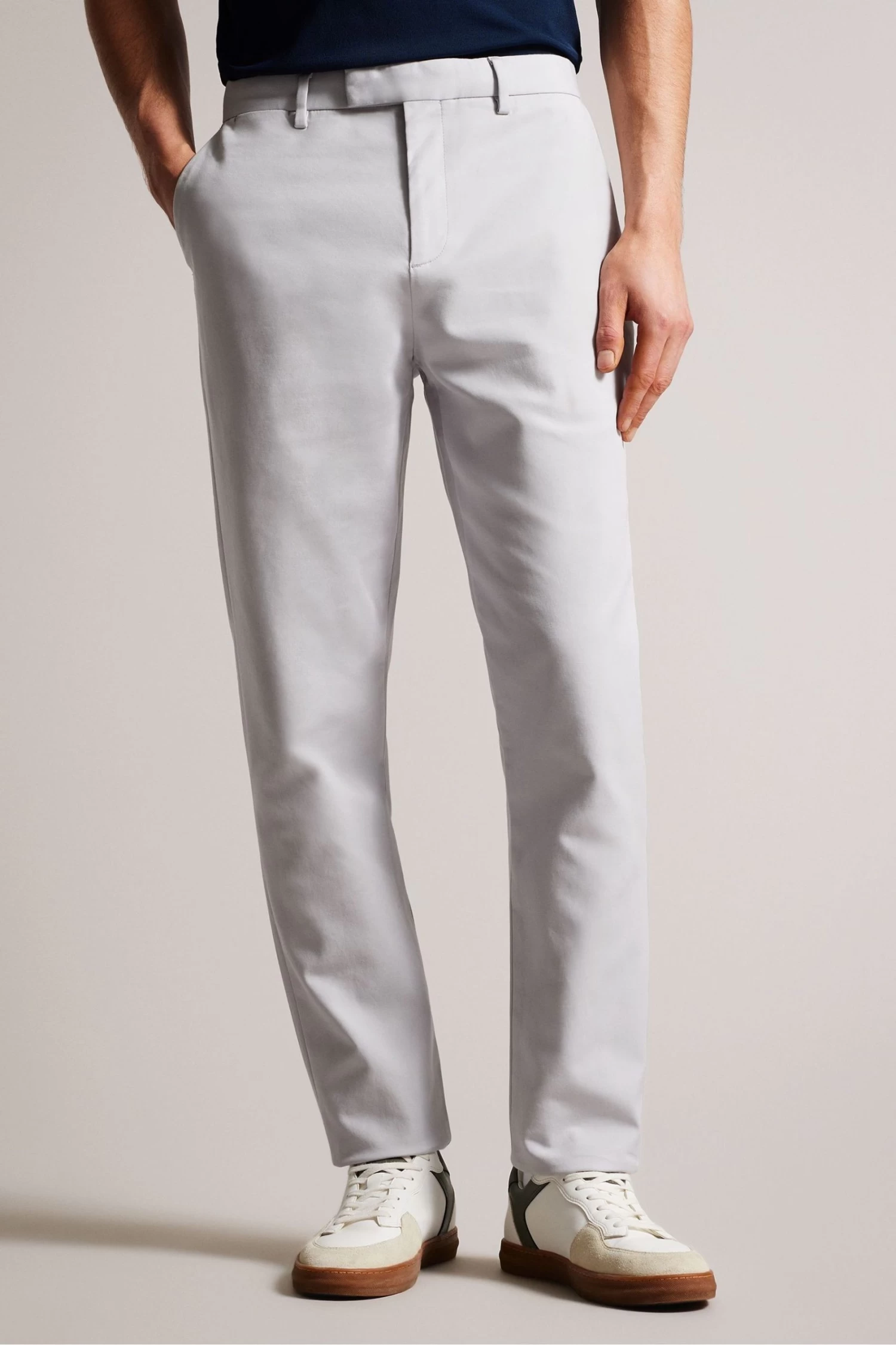 Ted Baker Grey Lenard Slim Fit Smart Cotton Stretch Chinos