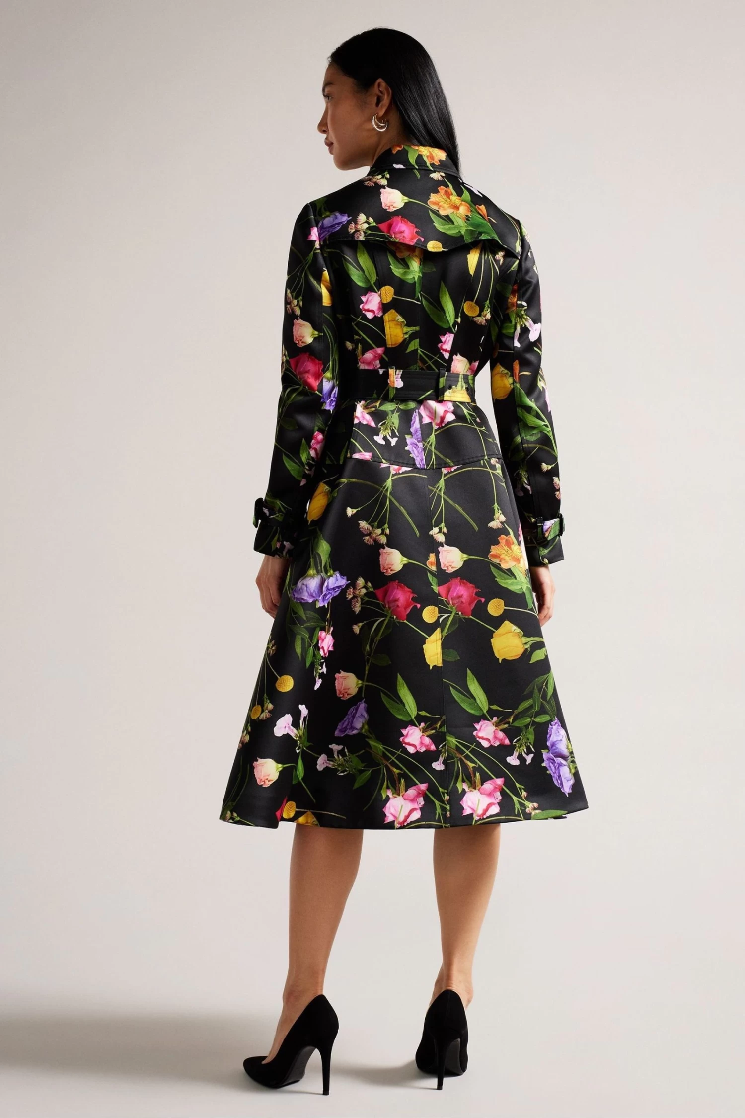 Ted Baker Moiraa Printed Double Breasted Black Trench Coat - Image 2