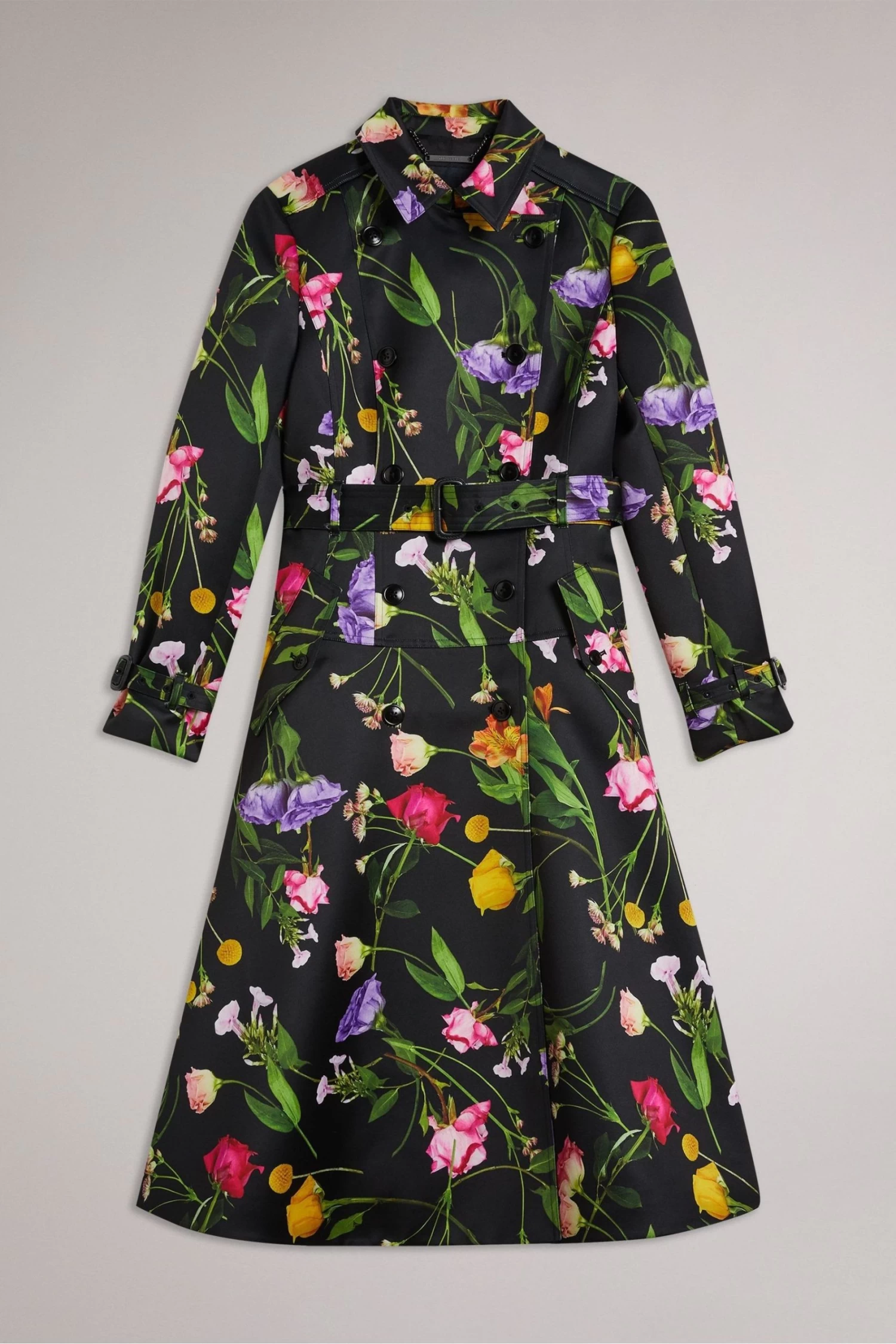 Ted Baker Moiraa Printed Double Breasted Black Trench Coat - Image 5
