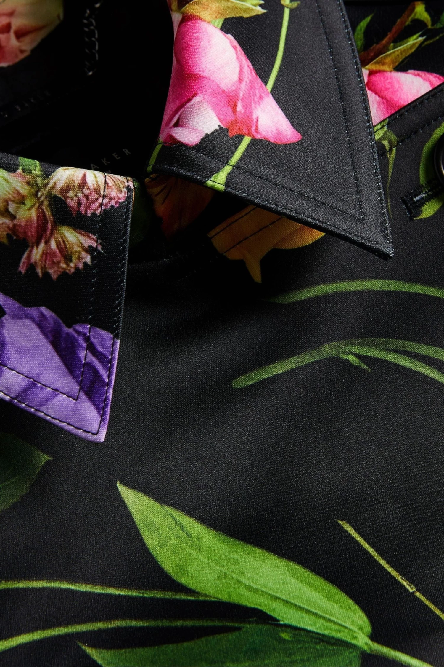 Ted Baker Moiraa Printed Double Breasted Black Trench Coat - Image 6