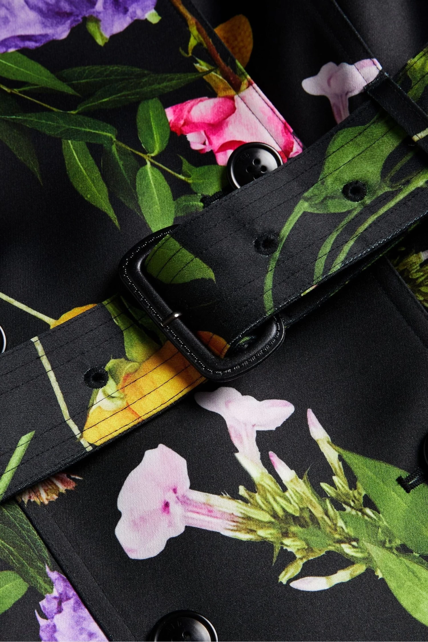 Ted Baker Moiraa Printed Double Breasted Black Trench Coat - Image 7