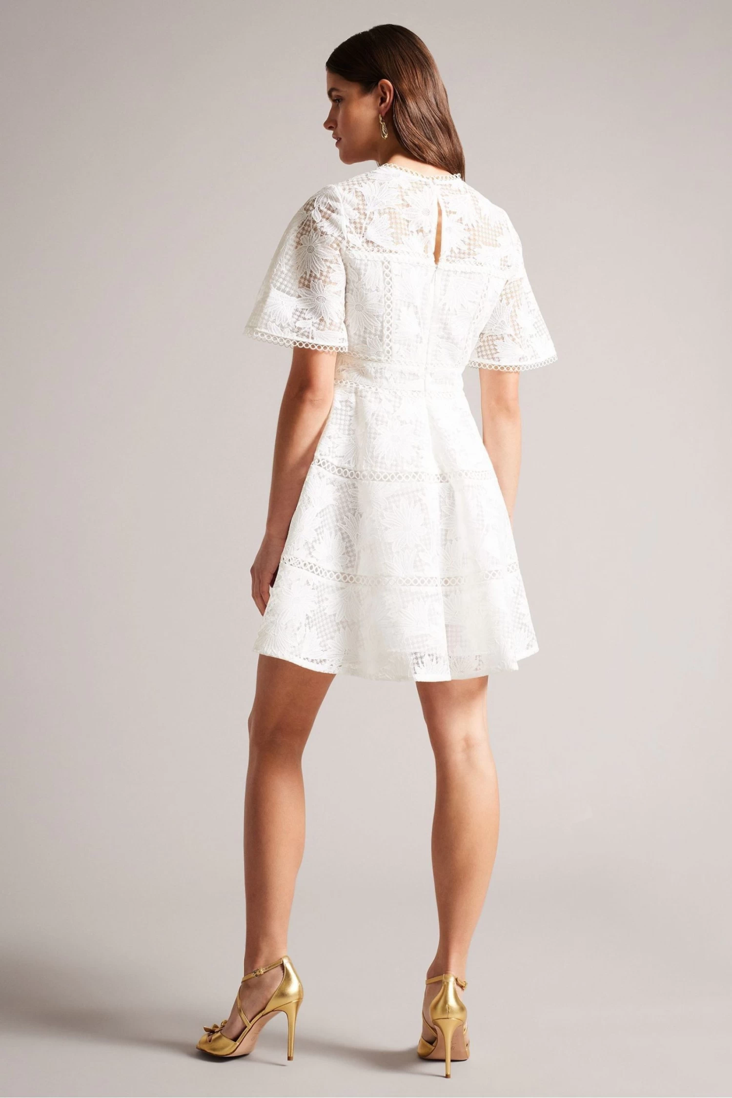 Ted Baker Lydiiha Fit And Flare Tiered Lace White Dress - Image 2