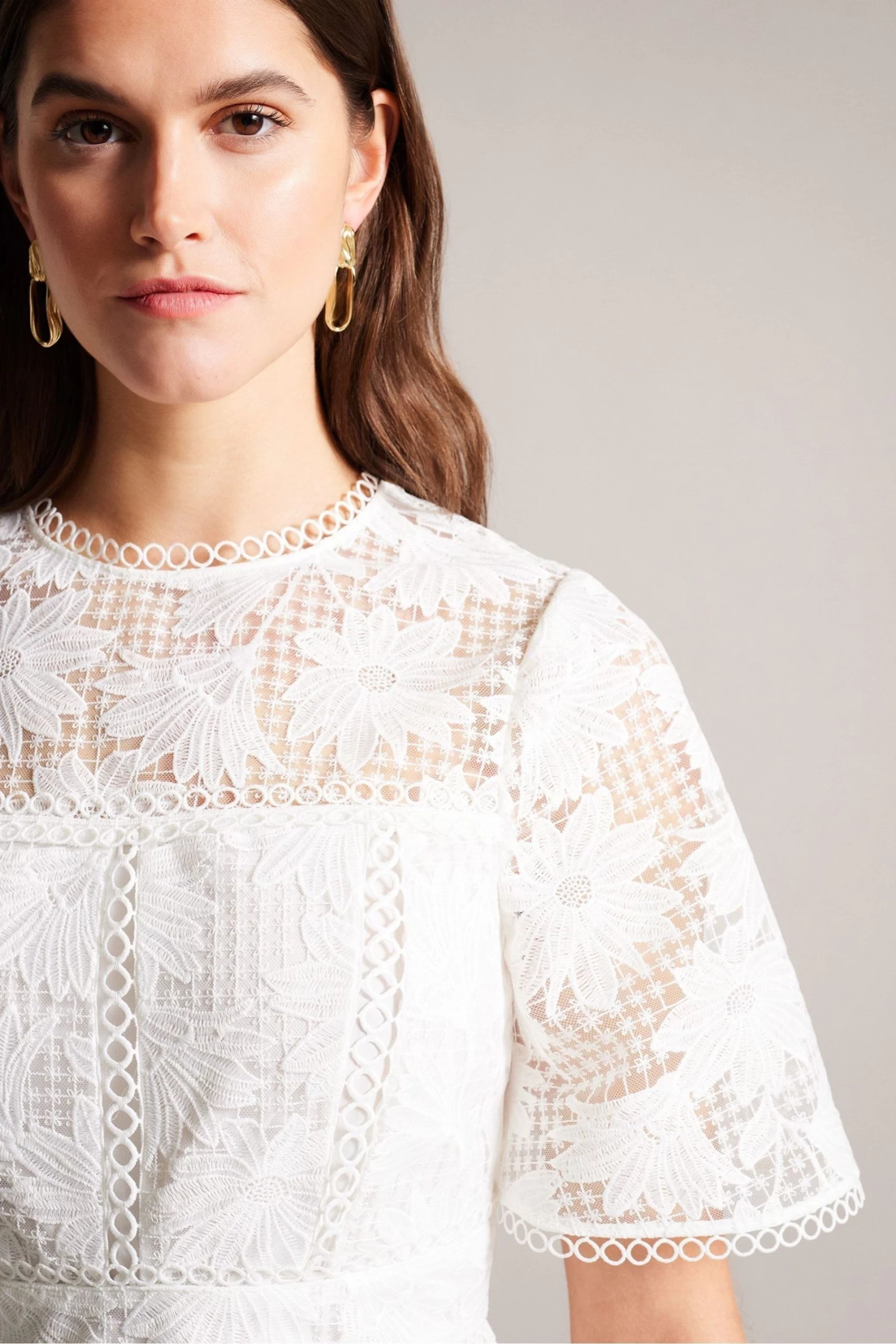 Ted Baker Lydiiha Fit And Flare Tiered Lace White Dress - Image 4