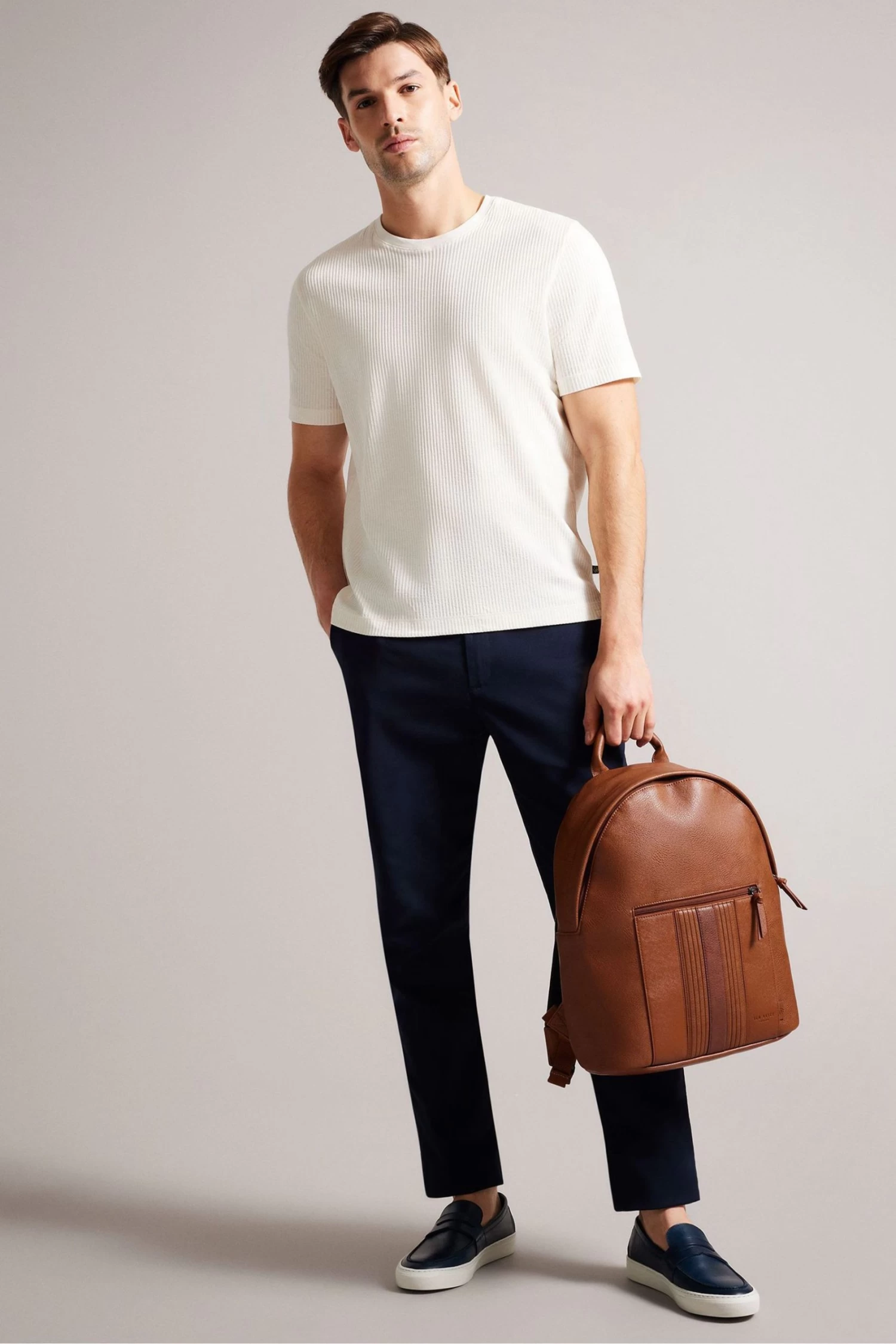 Ted Baker Esentle Tan Striped Pu Brown Backpack - Image 4