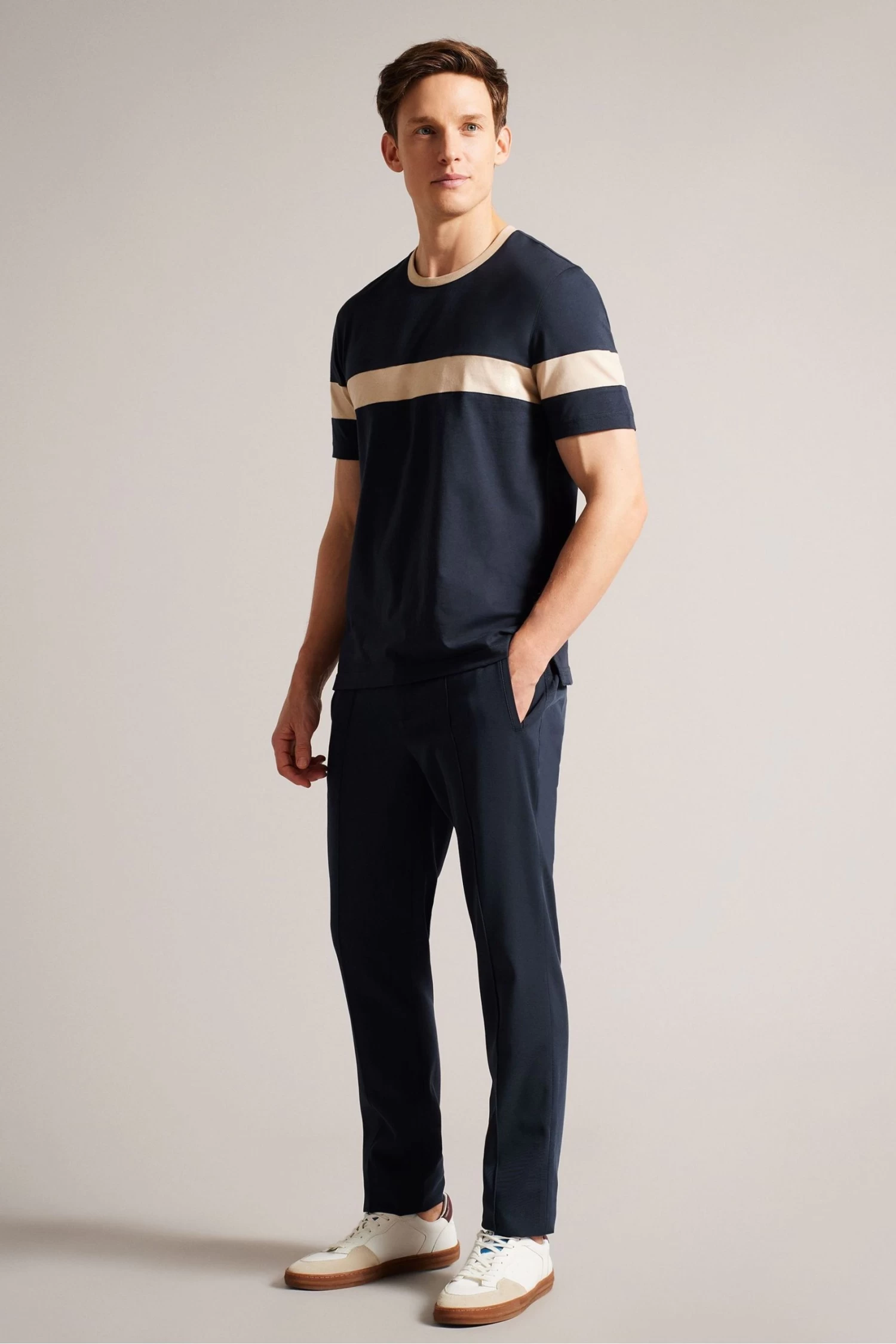 Ted Baker Blue Trez Short Sleeved Regular Colour Block T-Shirt - Image 3