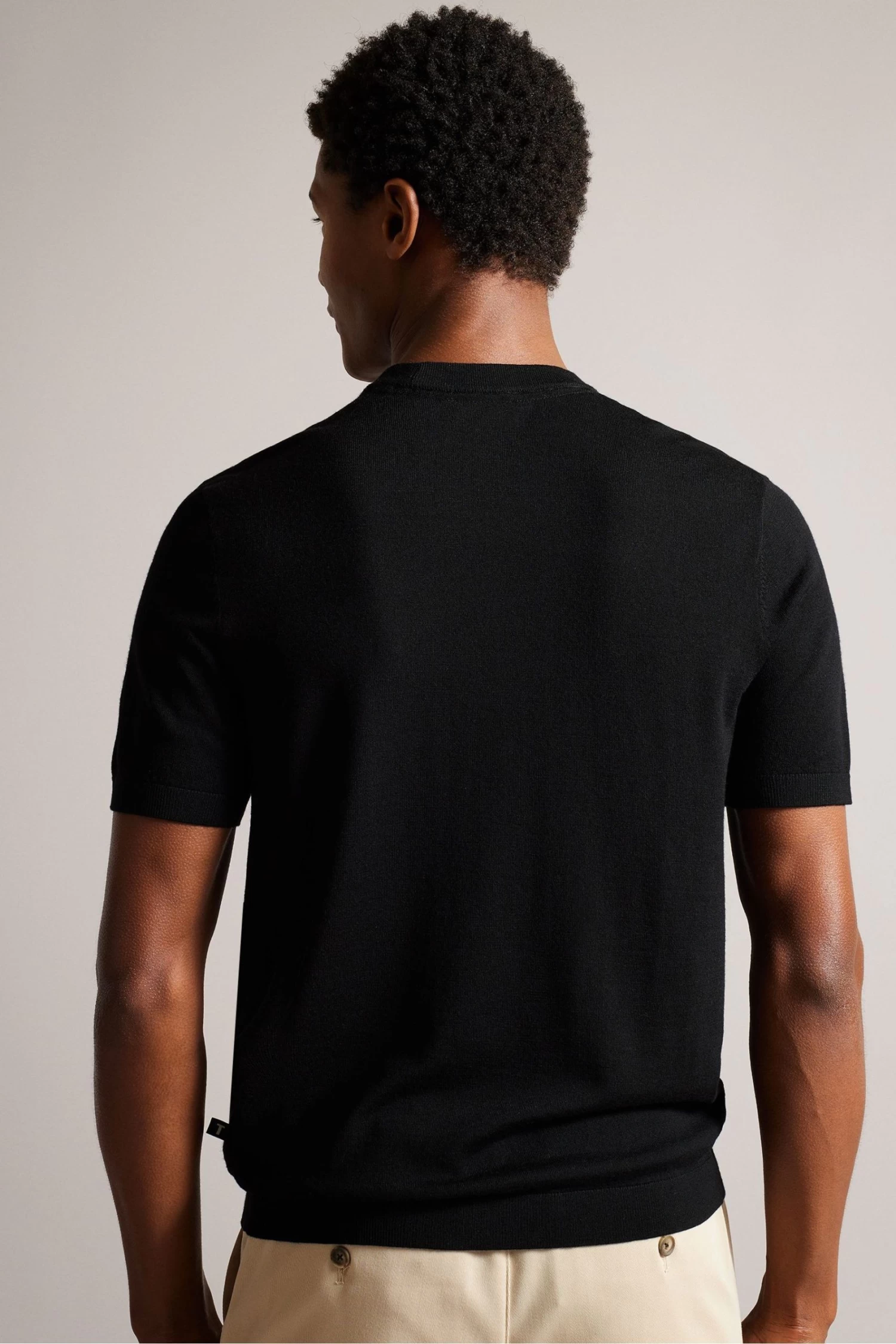 Ted Baker Senti Short Sleeved Knitted Plain Black T-Shirt - Image 2